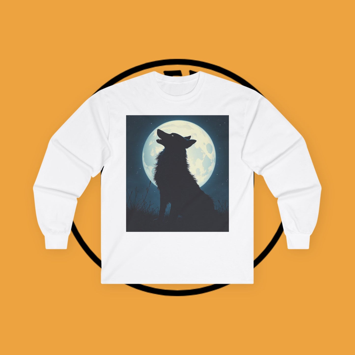 Moonlight Border Collie Long Sleeve Tee - Howling Dog Silhouette Shirt | Mystical Pet Apparel