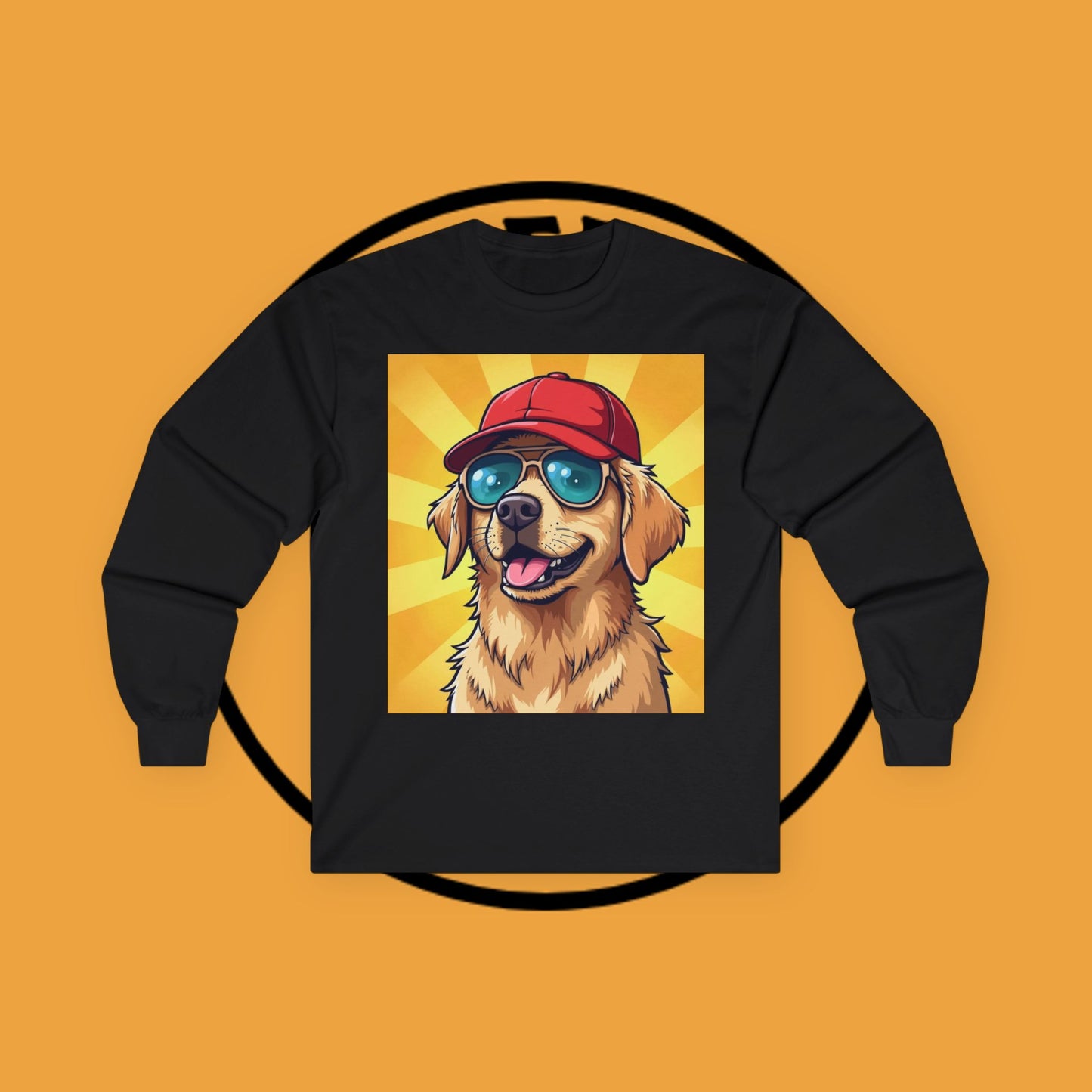 Cool Dog with Cap and Glasses - Golden Retriever Swag Urban Style - Funny Design for Casual Look - Long Sleeve T-Shirt for Sun Lovers ππΎ