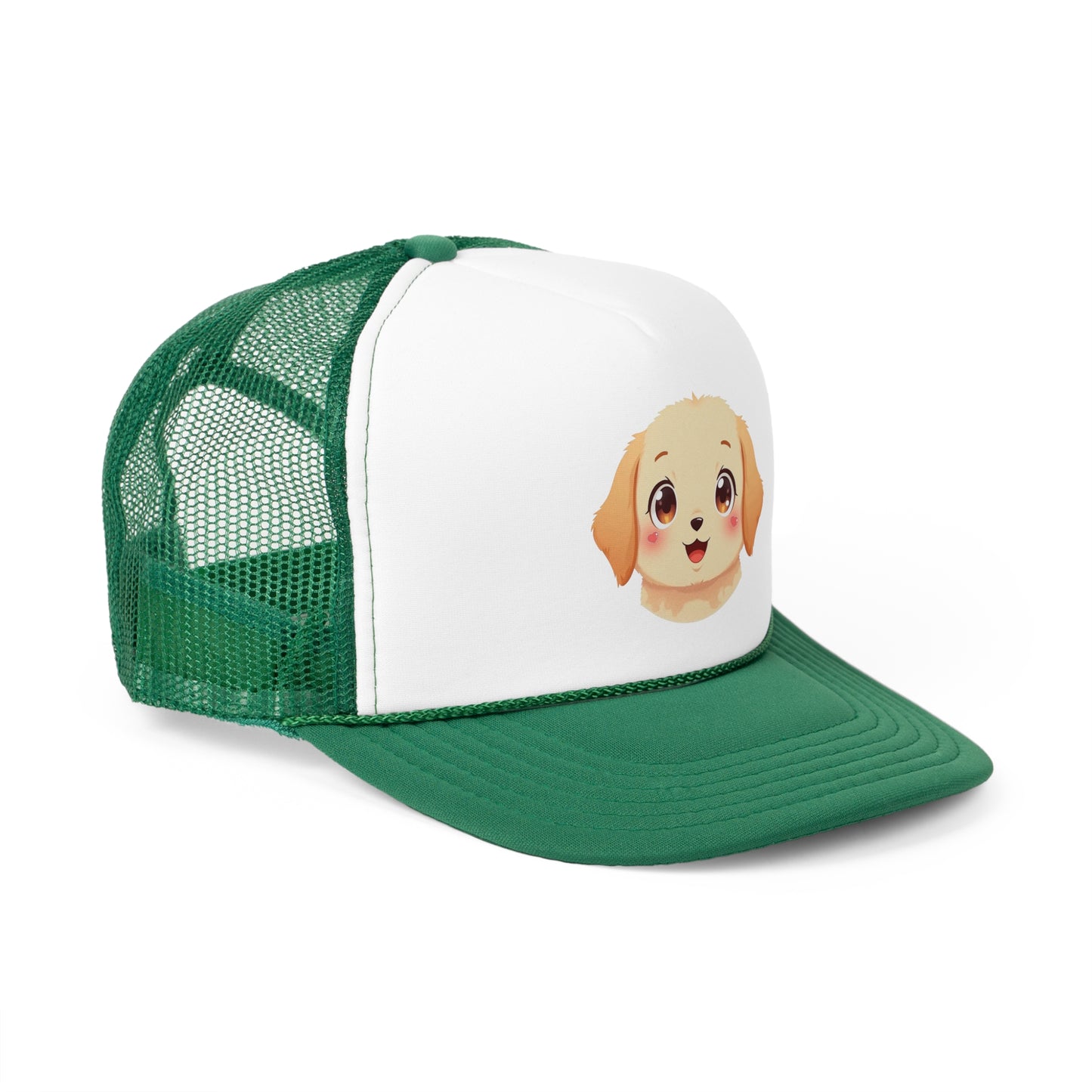 Kawaii Golden Puppy Trucker Cap - Super Cute Chibi Anime Design - Unisex Cute Cap