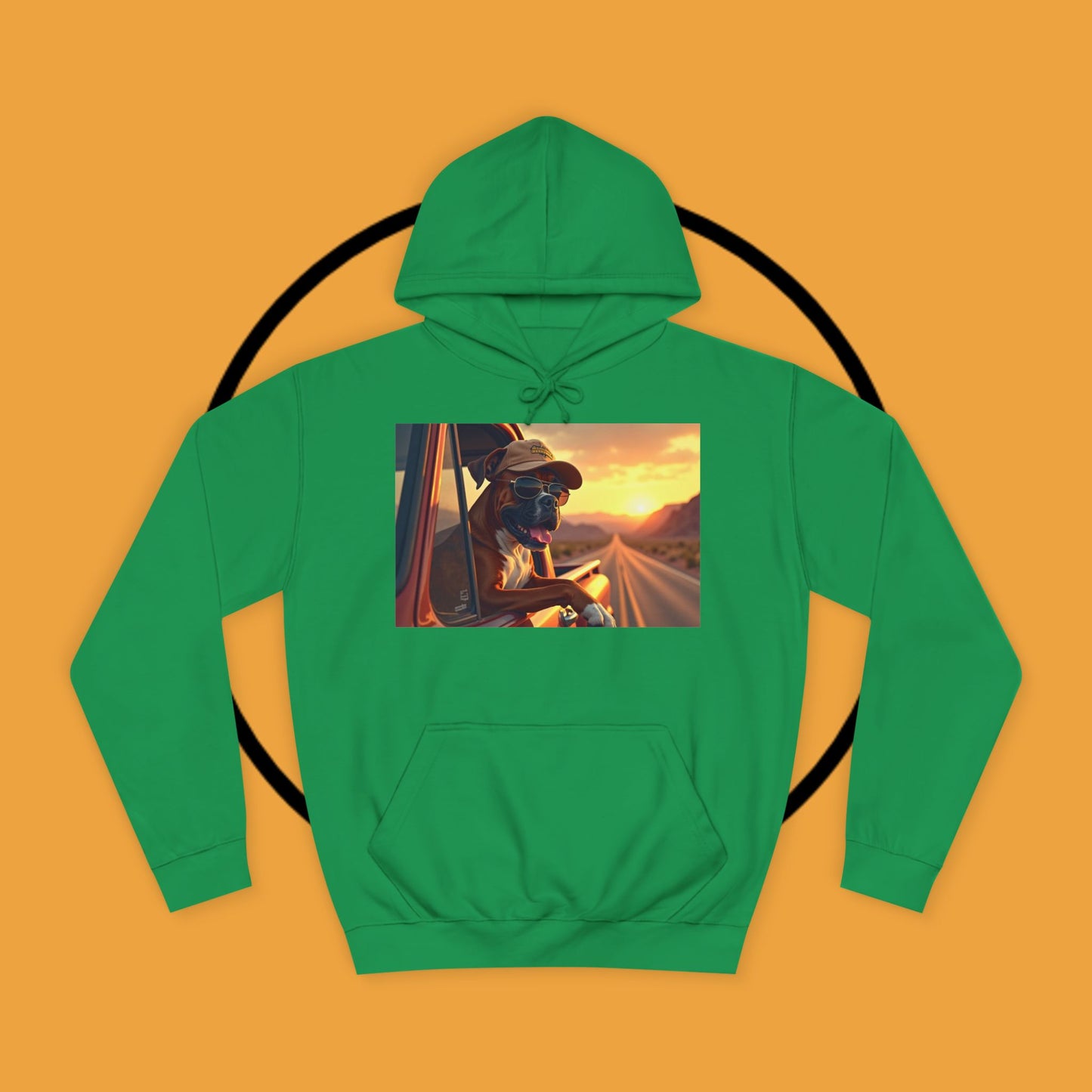 Cool Road Trip Boxer Dog Hoodie - Vintage Sunset Adventure Apparel | Travel Lover Gift