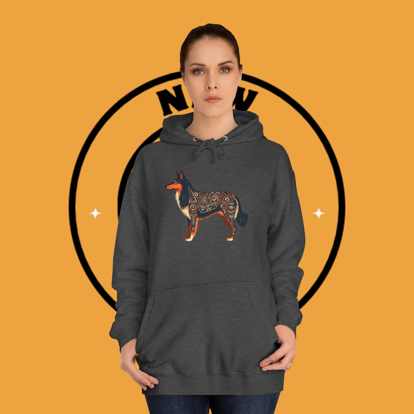 "Tribal Border Collie Mandala Hoodie - Sacred Geometry Dog Art Sweatshirt | Spiritual Celtic Design"