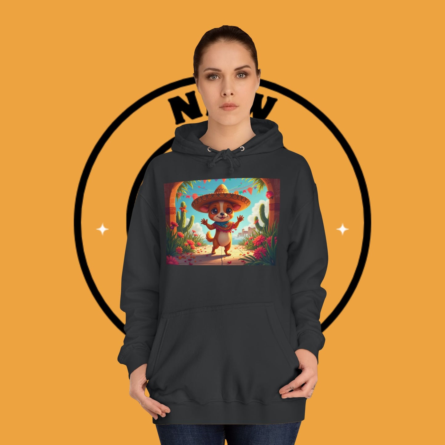 "Mexican Sombrero Chihuahua Hoodie | Fiesta Dog Celebration Wear | Authentic México Desert Art | Cinco de Mayo Gift"