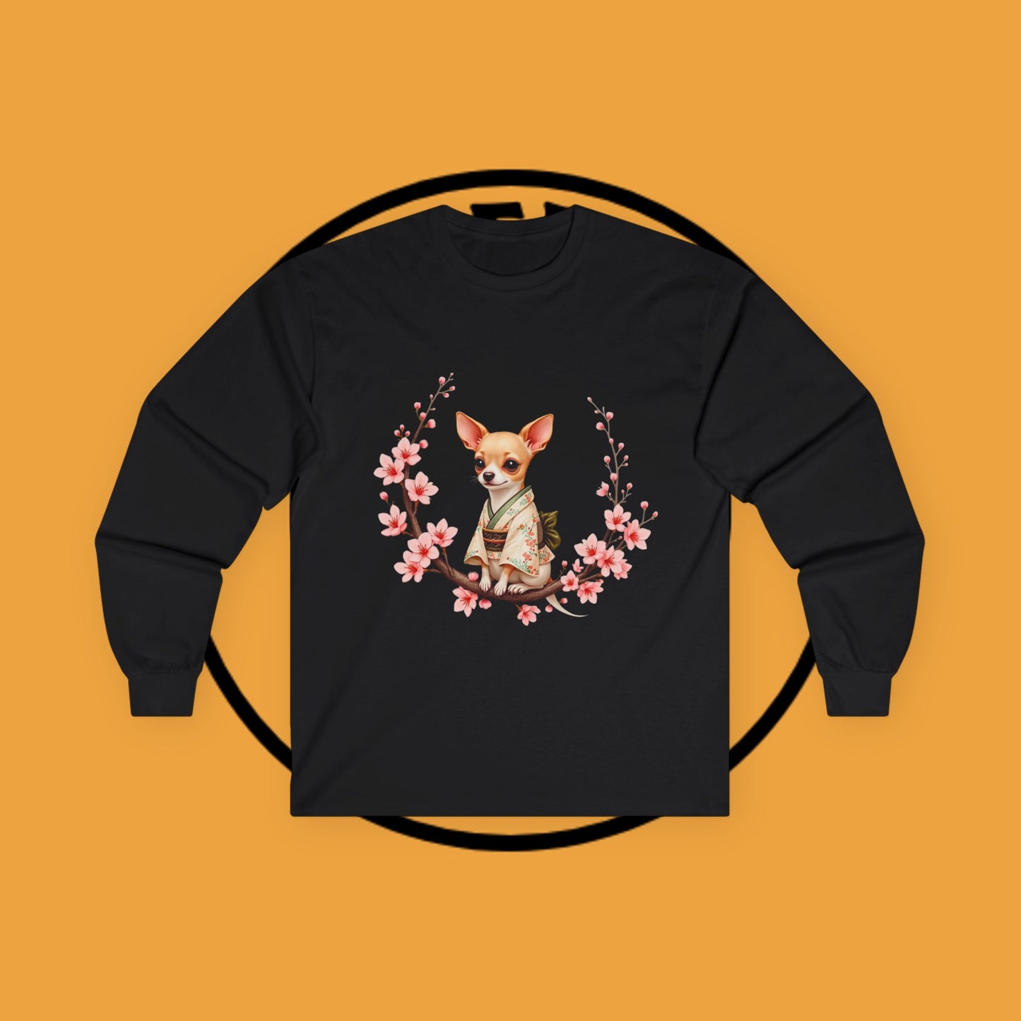 ๐ธ Sakura Chihuahua Kimono Long Sleeve Tee - Japanese Cherry Blossom Design