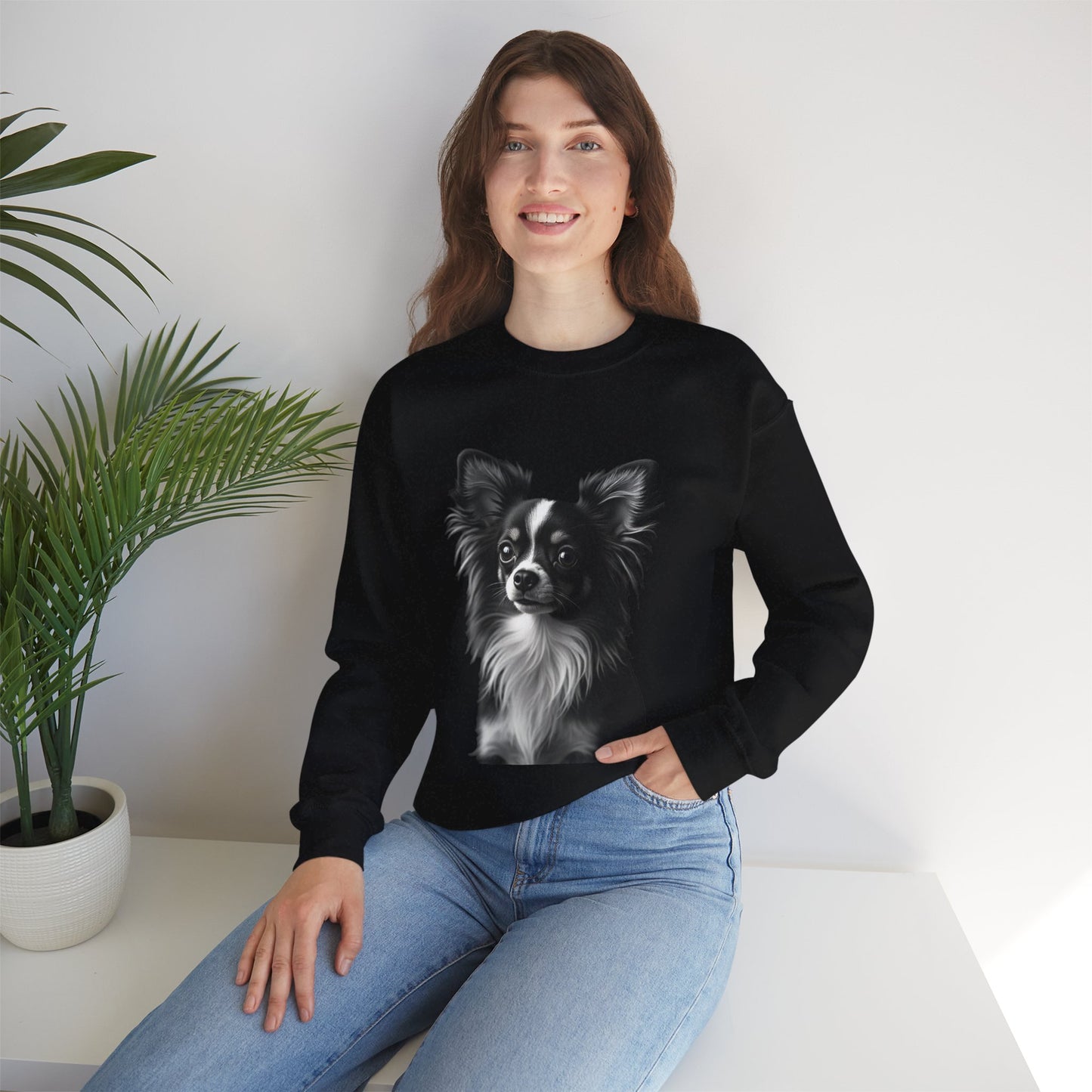 Vintage Chihuahua Portrait Sweatshirt | Black White Dog Photography | Classic Pet Art Design