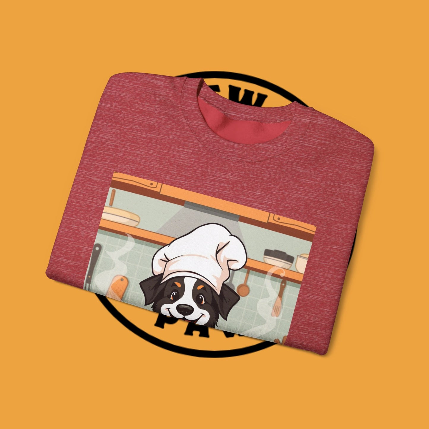 Chef Dog Crewneck Sweatshirt - Cute Puppy Cook with Chef Hat Kitchen Design | Culinary Lover Gift