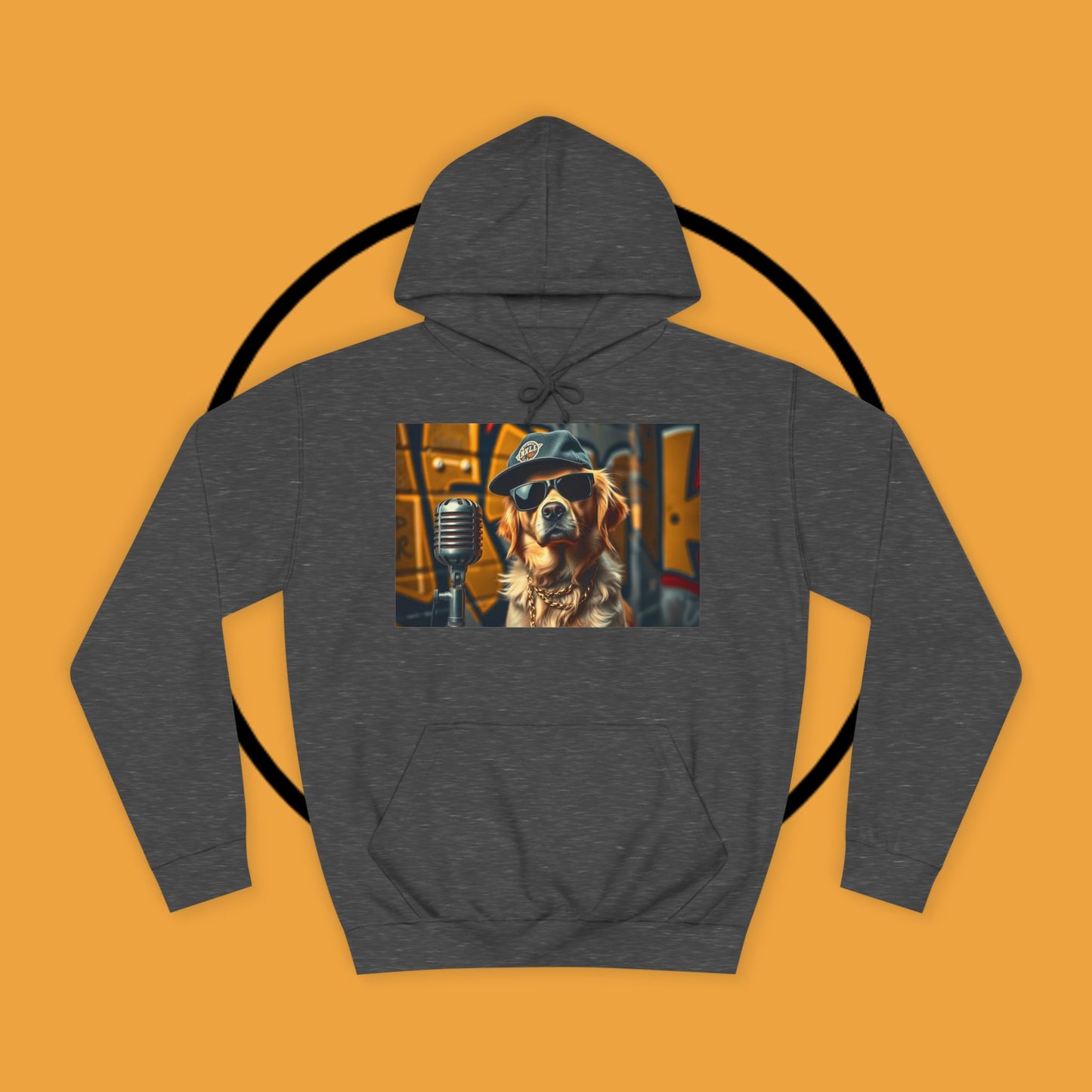 Hip Hop Hound - Cool Dog Rapper with Microphone - Rapper Dog Hoodie: Street Style Icon with Retro Vibes - Unisex Hoodie