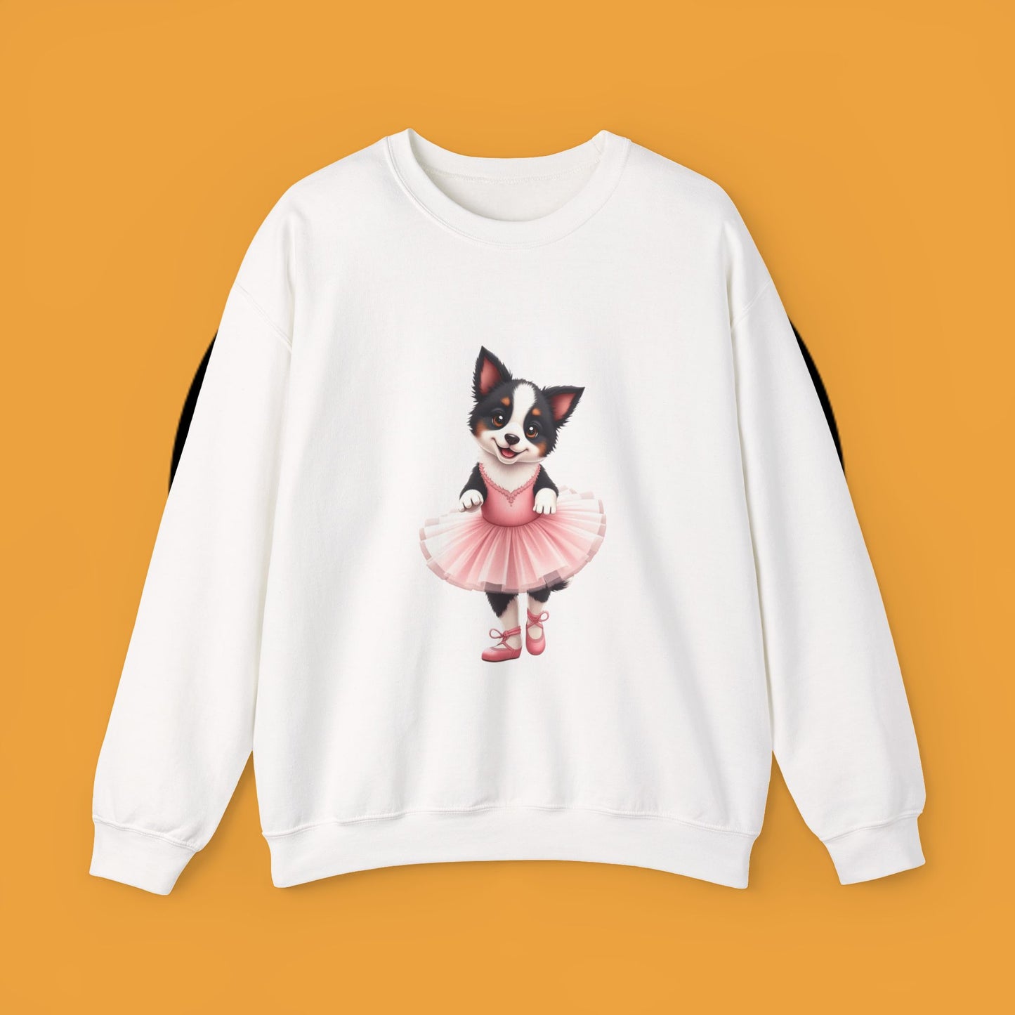 Cute Ballet Dog Crewneck Sweatshirt - Dancing Puppy in Pink Tutu Design | Kawaii Animal Lover Gift