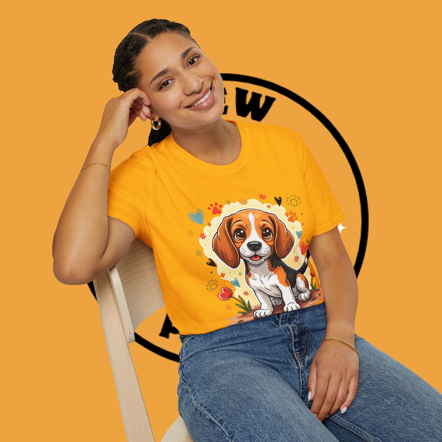 Adorable Beagle Puppy with Hearts & Paws T-Shirt - Cute Dog Love Design Graphic Tee
