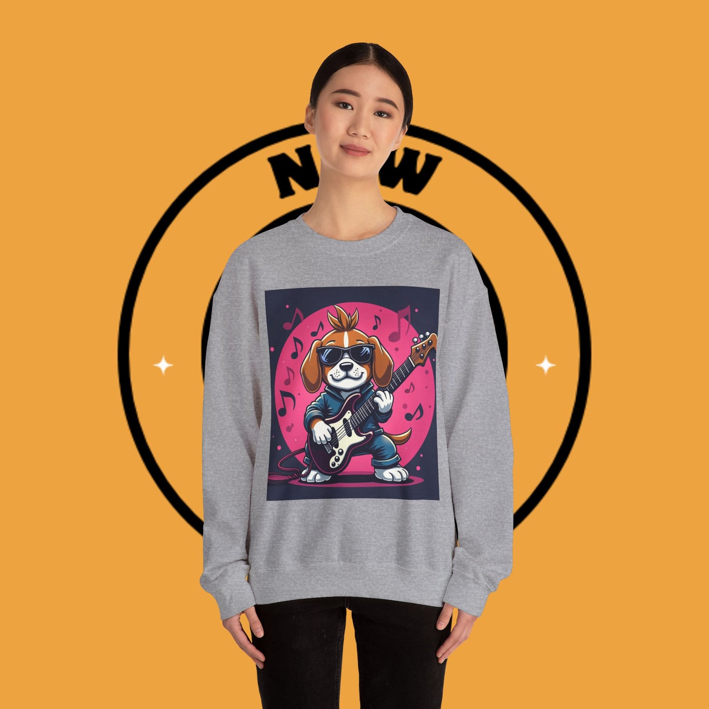 Dog Lover Crewneck Sweatshirt - Beagle Rockstar ๐ธ ROCK STAR BEAGLE SWEATSHIRT - UNLEASH YOUR INNER ROCKSTAR! ๐ธ