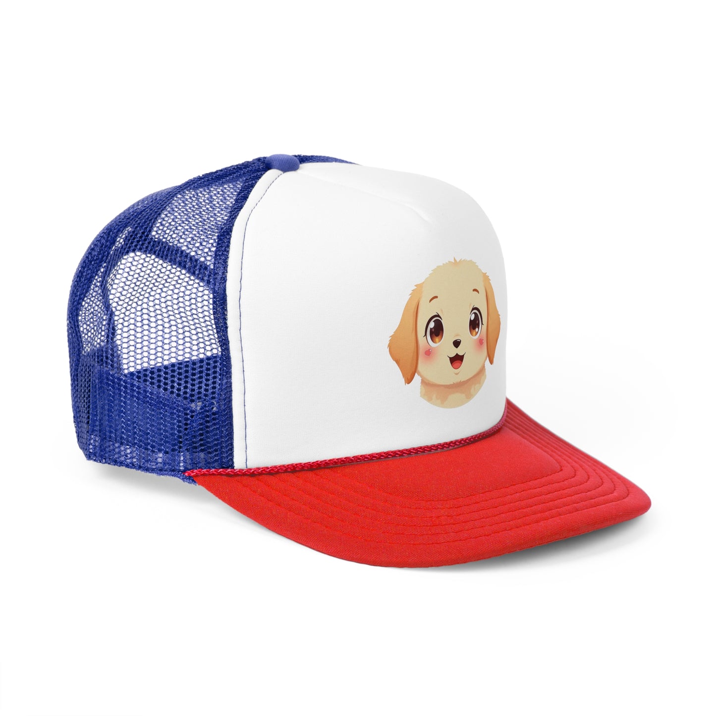 Kawaii Golden Puppy Trucker Cap - Super Cute Chibi Anime Design - Unisex Cute Cap