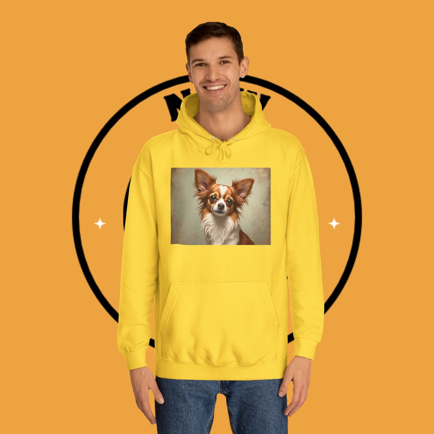 "Long Haired Chihuahua Portrait Hoodie | Elegant Pet Art | Classic Dog Painting Style | Beautiful Chihuahua Gift"