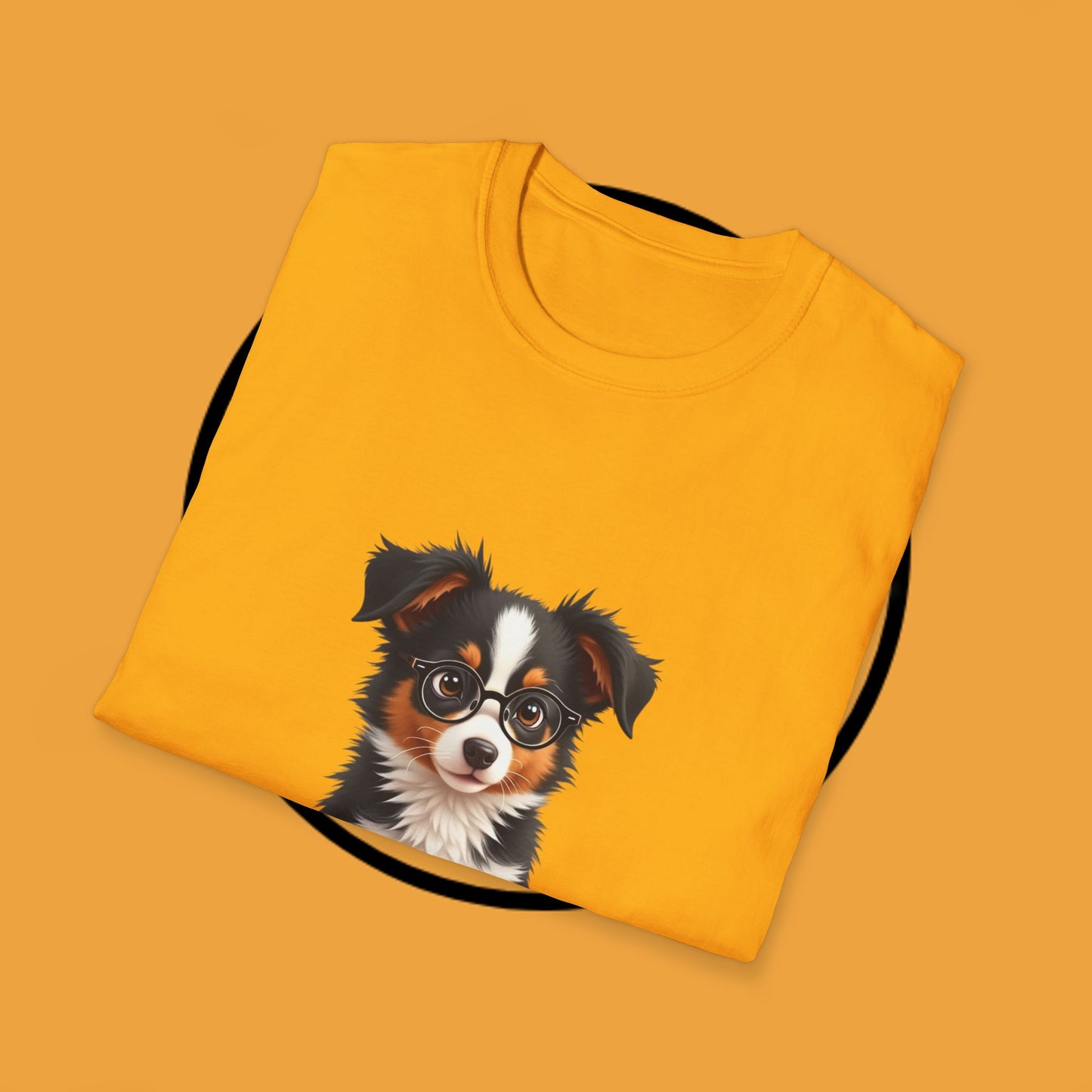 "Professor Puppy - Scholarly Border Collie" - Intellectual Dog T-Shirt - Smart Puppy with Glasses T-Shirt - Scholarly Dog Reading Book Tee | Educational Pet Lover Gift