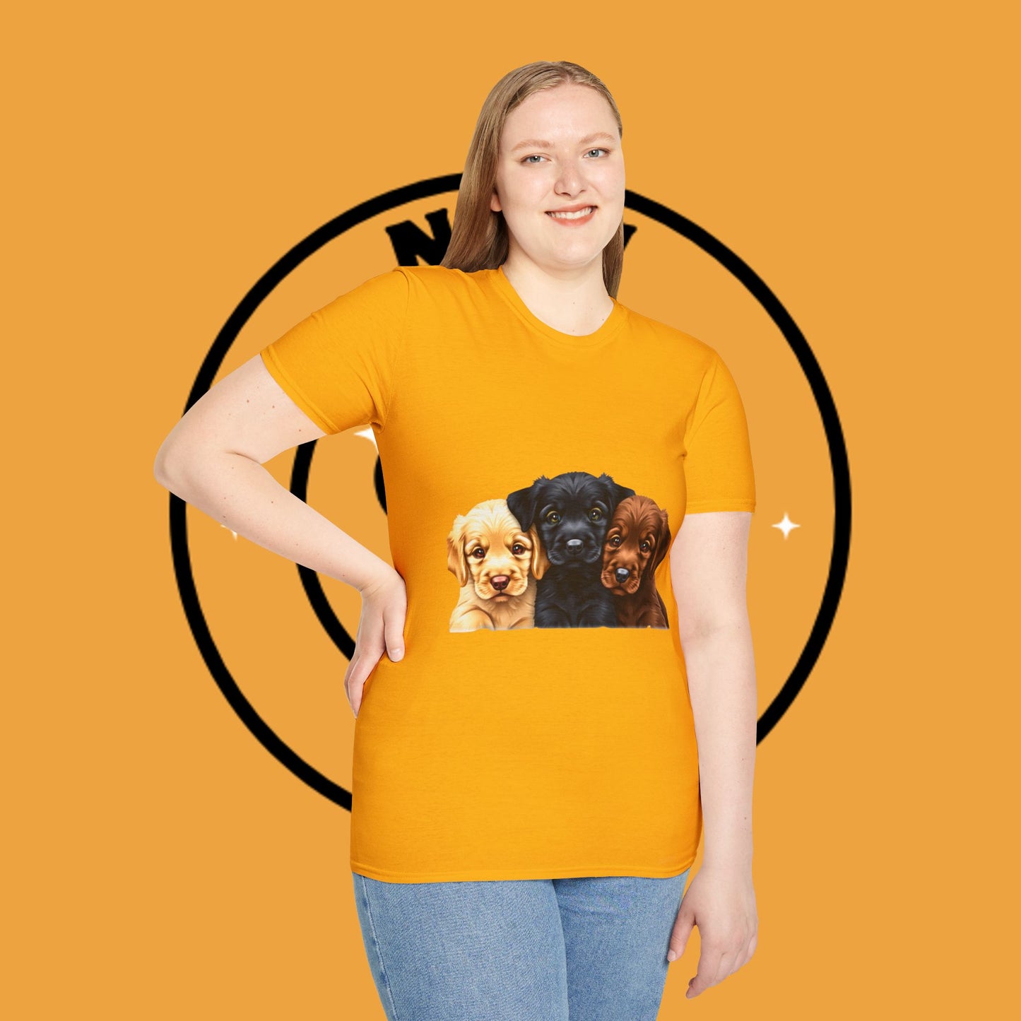 3 Adorable Retrievers Puppys - Dog - Unisex T-Shirt Design "Retriever Squad ๐พ | Trio of Cuteness T-Shirt for Dog Devotees"