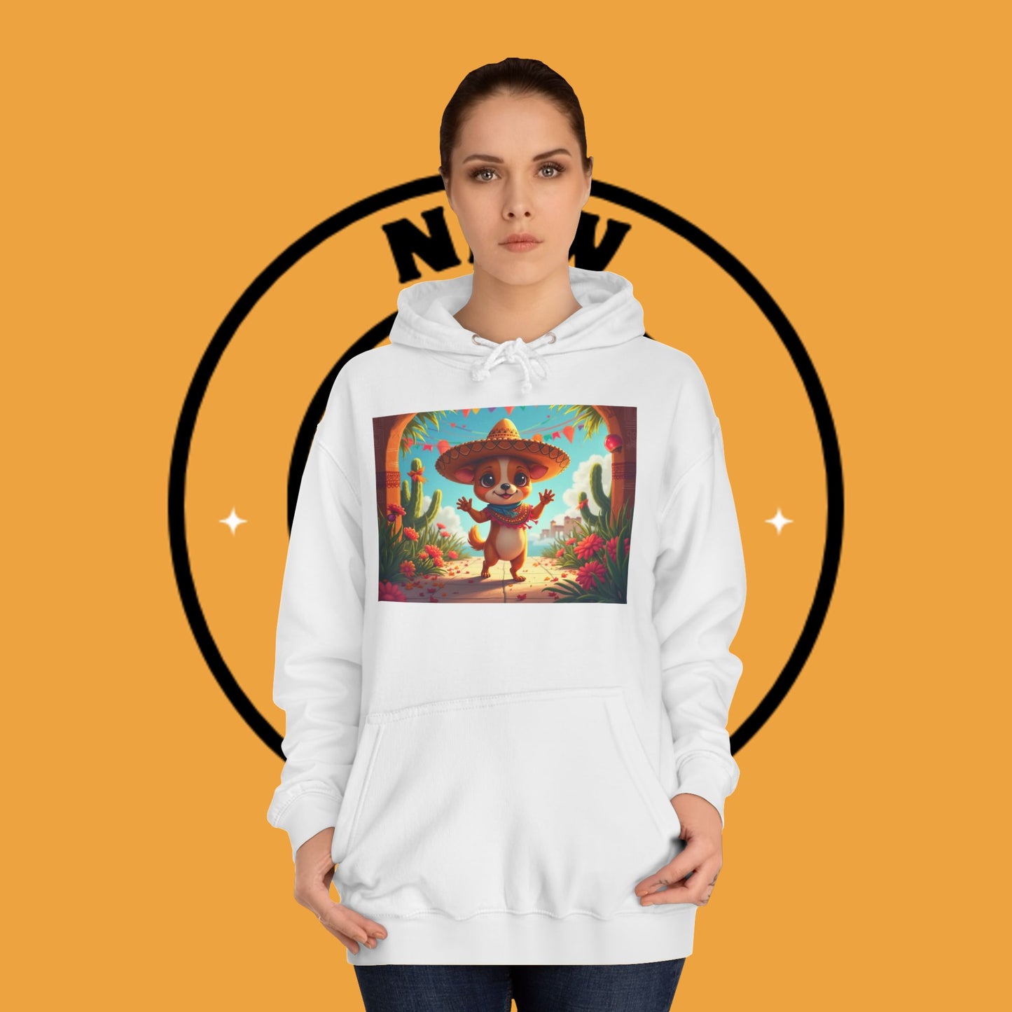 "Mexican Sombrero Chihuahua Hoodie | Fiesta Dog Celebration Wear | Authentic México Desert Art | Cinco de Mayo Gift"