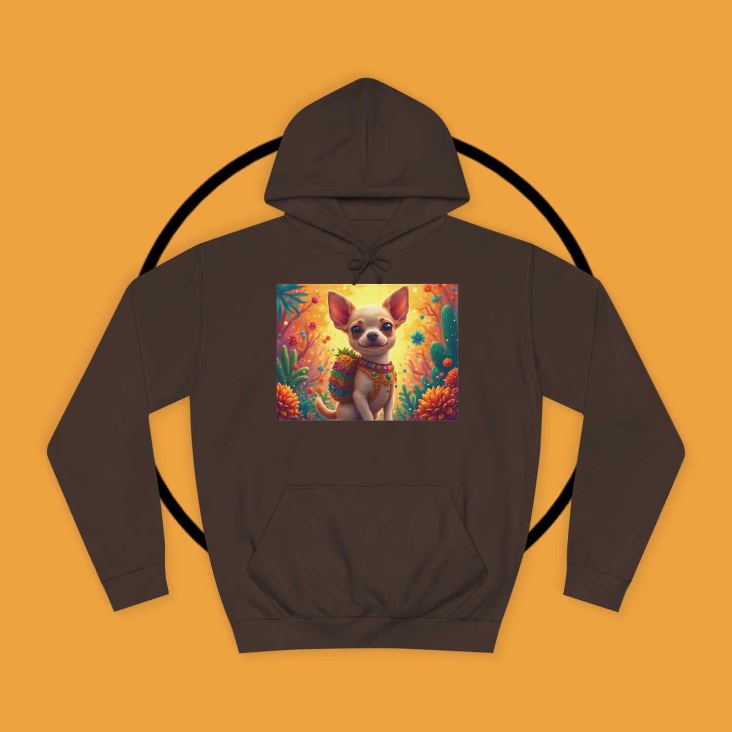 "Mexican Fiesta Chihuahua Hoodie | Day of Dead Dog Art | Colorful Desert Cactus Design | Cinco de Mayo Gift"