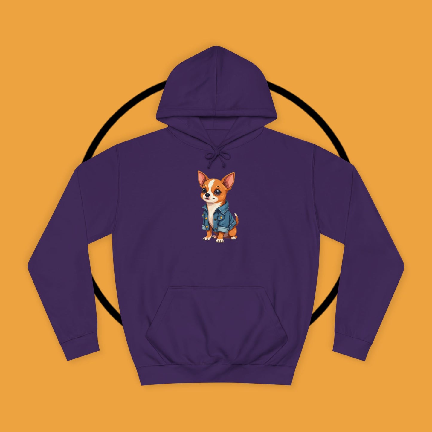 "Adorable Chihuahua in Denim Jacket Hoodie | Cute Dog Lover Gift | Premium Pet Fashion Streetwear"