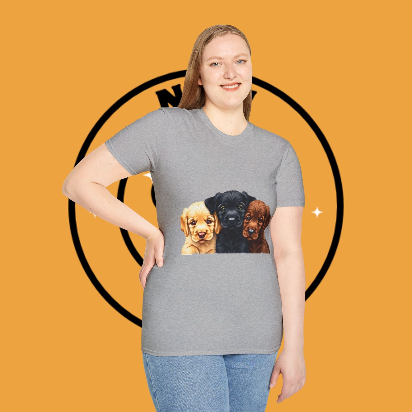 3 Adorable Retrievers Puppys - Dog - Unisex T-Shirt Design "Retriever Squad ๐พ | Trio of Cuteness T-Shirt for Dog Devotees"