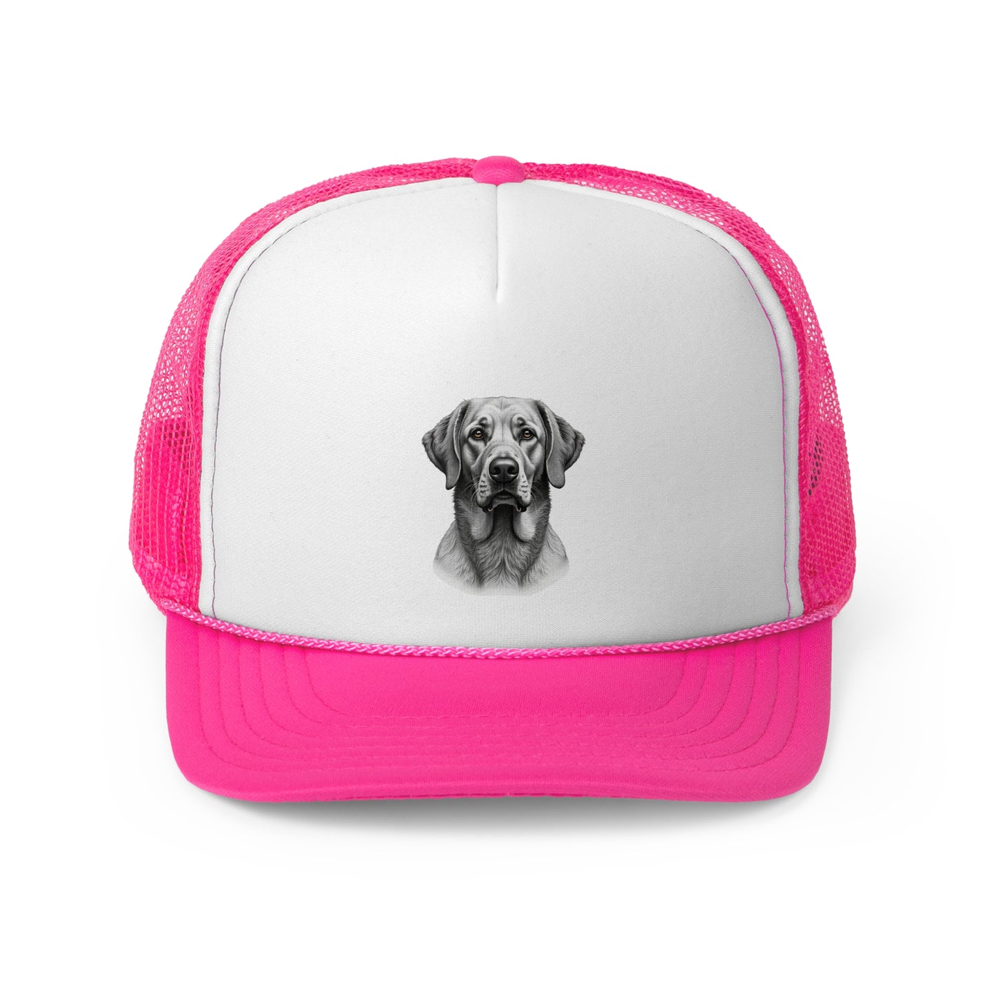 Hyperrealistic Labrador Trucker Cap - Professional Black White Portrait - Unisex Artistic Cap