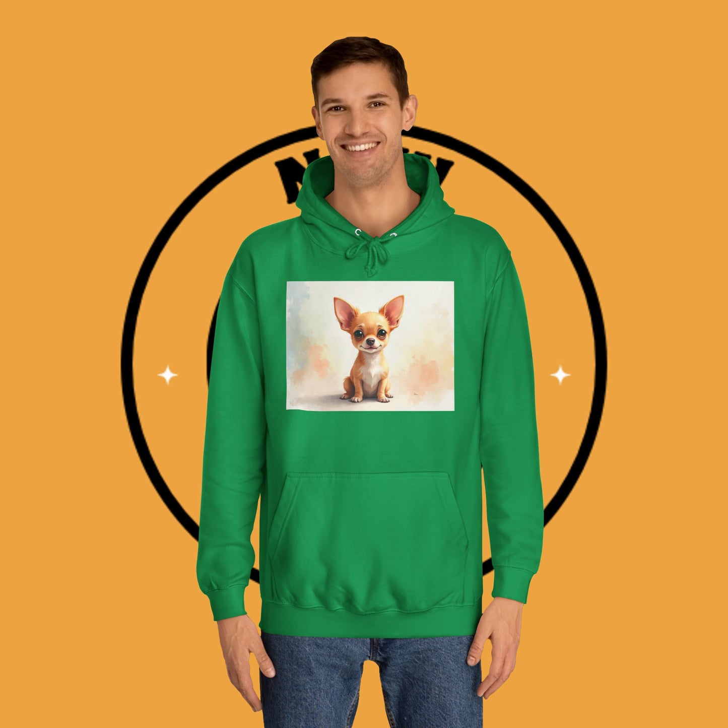 Watercolor Chihuahua Puppy Hoodie - Artistic Dog Portrait Sweatshirt