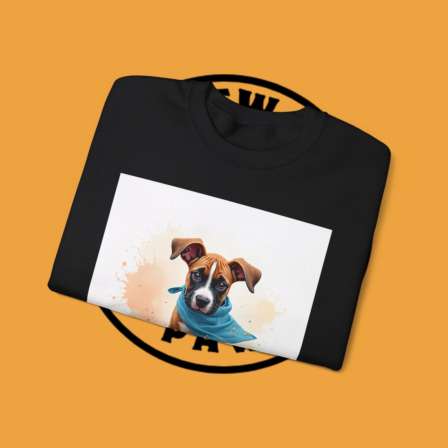 Watercolor Puppy Bandana Crewneck Sweatshirt - Artistic Dog Portrait - Unique Pet Lover Gift