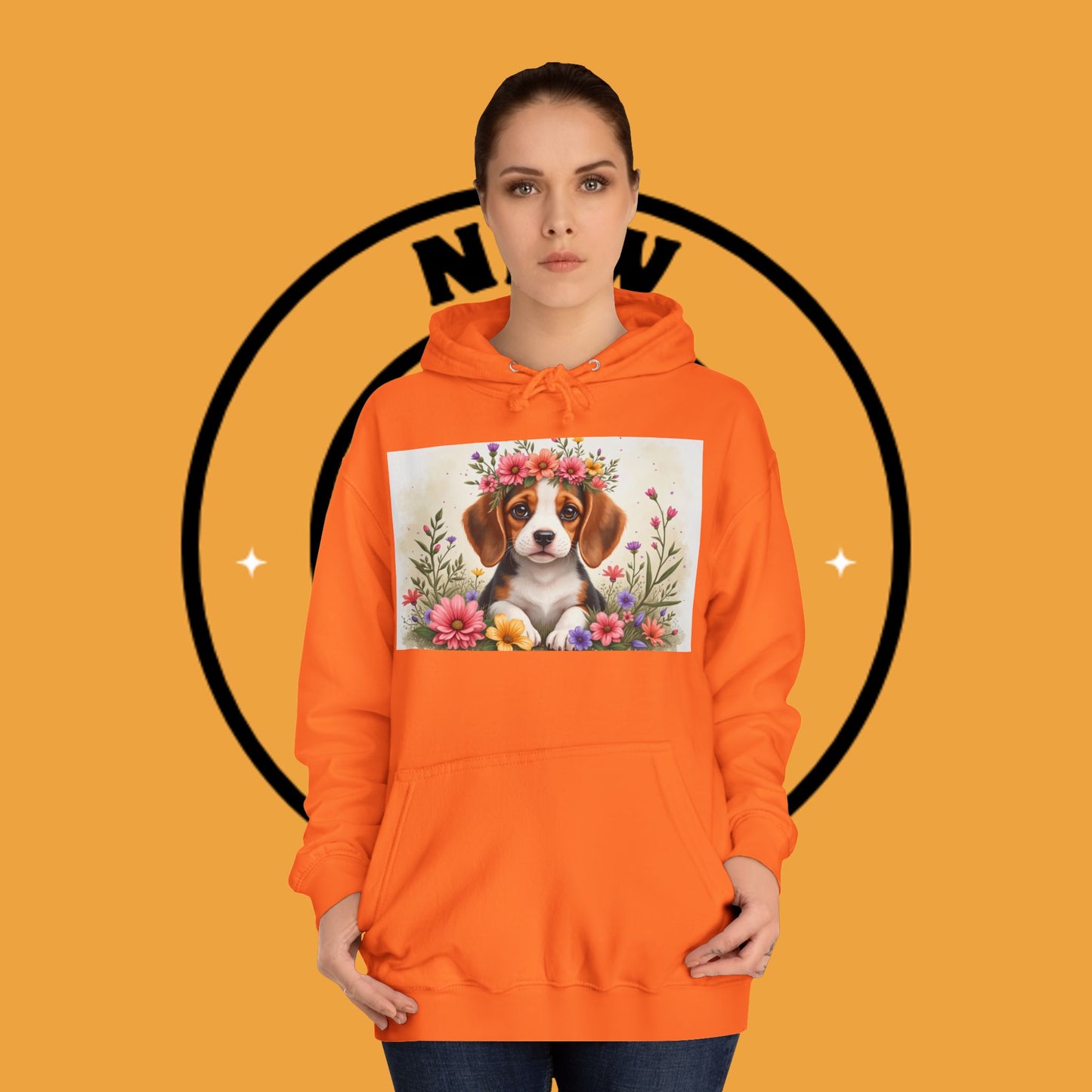 ๐ธ Enchanted Garden Beagle Hoodie - Where Cuteness Blooms! ๐ถ - Unisex Hoodie