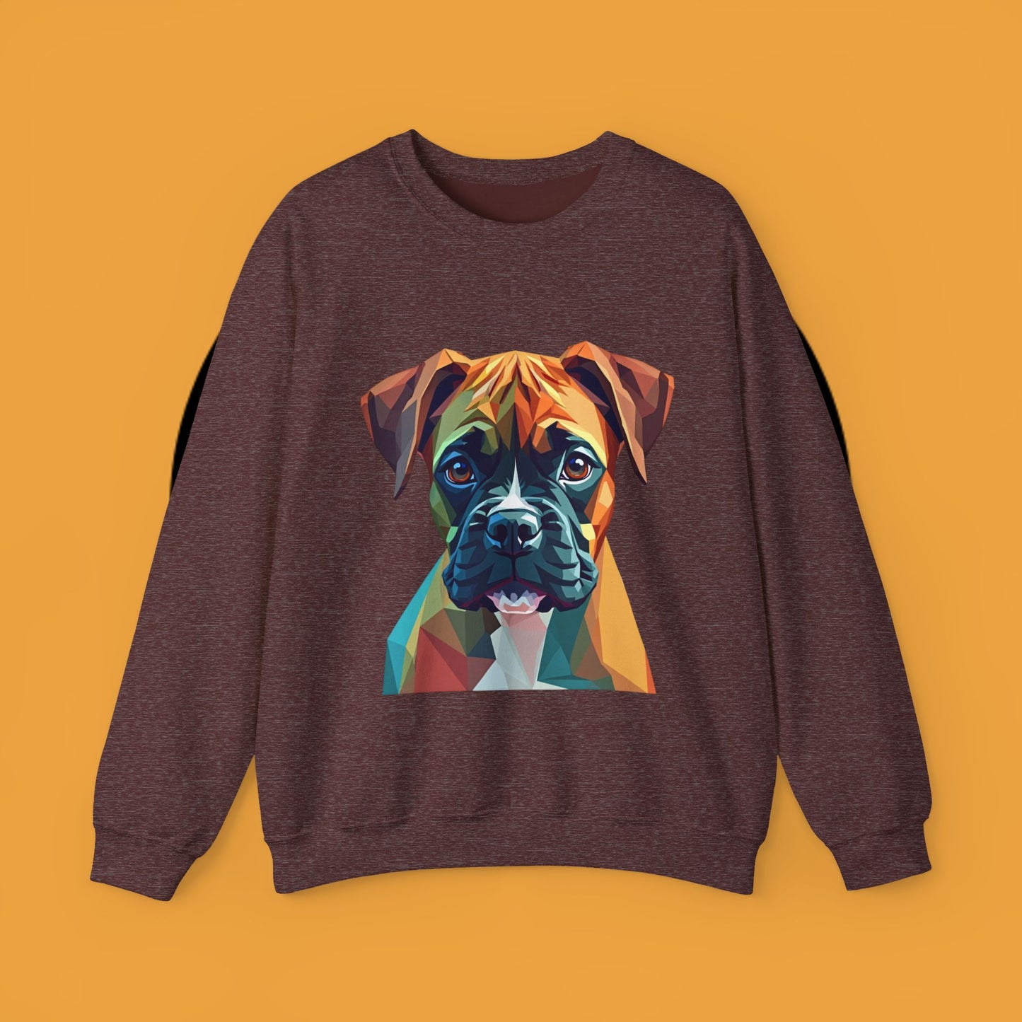 Geometric Boxer Dog Crewneck Sweatshirt - Polygon Art Pet Portrait - Modern Design Lover Gift