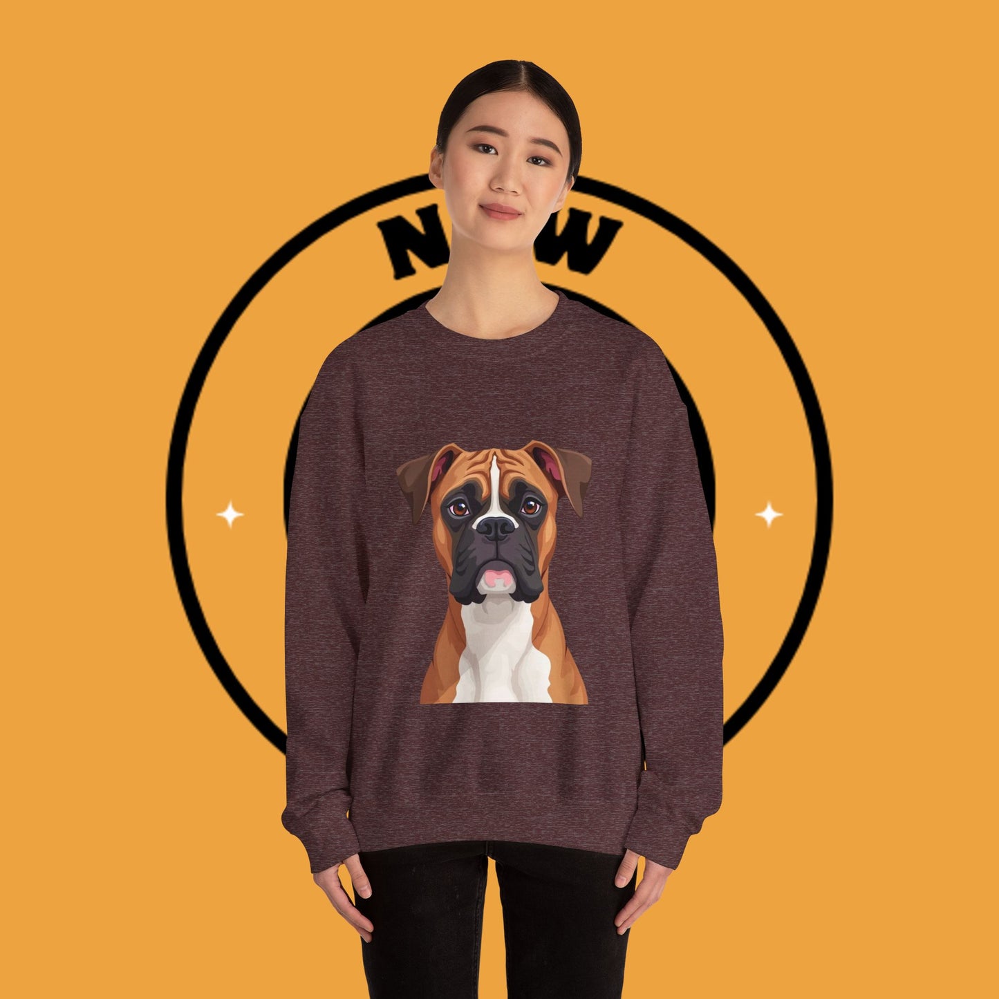Classic Boxer Dog Portrait Crewneck Sweatshirt | Elegant Dog Lover Gift | Minimalist Boxer Art