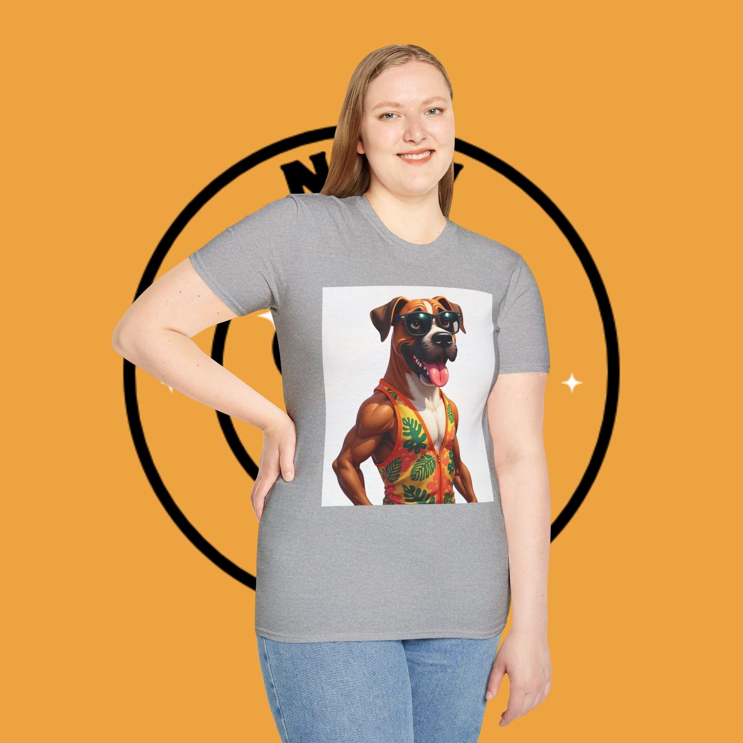 "Buff Beach Boxer" Summer Vacation T-Shirt / Buff Boxer Dog T-Shirt - Funny Muscular Beach Dog Tee