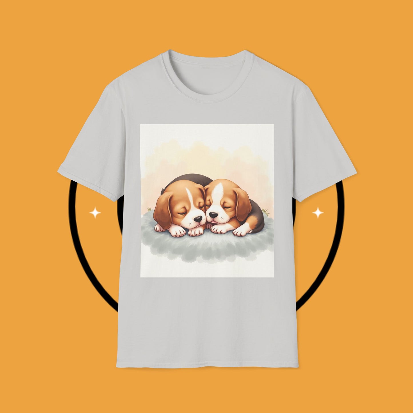 Beagle Twin Puppies Cuddling T-Shirt - Adorable Sleeping Puppies Design | Perfect Gift for Dog Lovers & Siblings