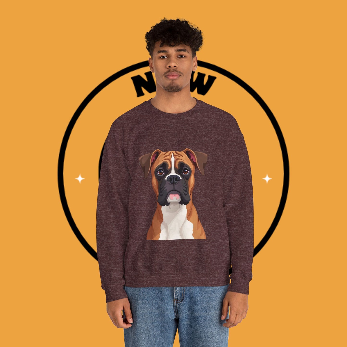 Classic Boxer Dog Portrait Crewneck Sweatshirt | Elegant Dog Lover Gift | Minimalist Boxer Art