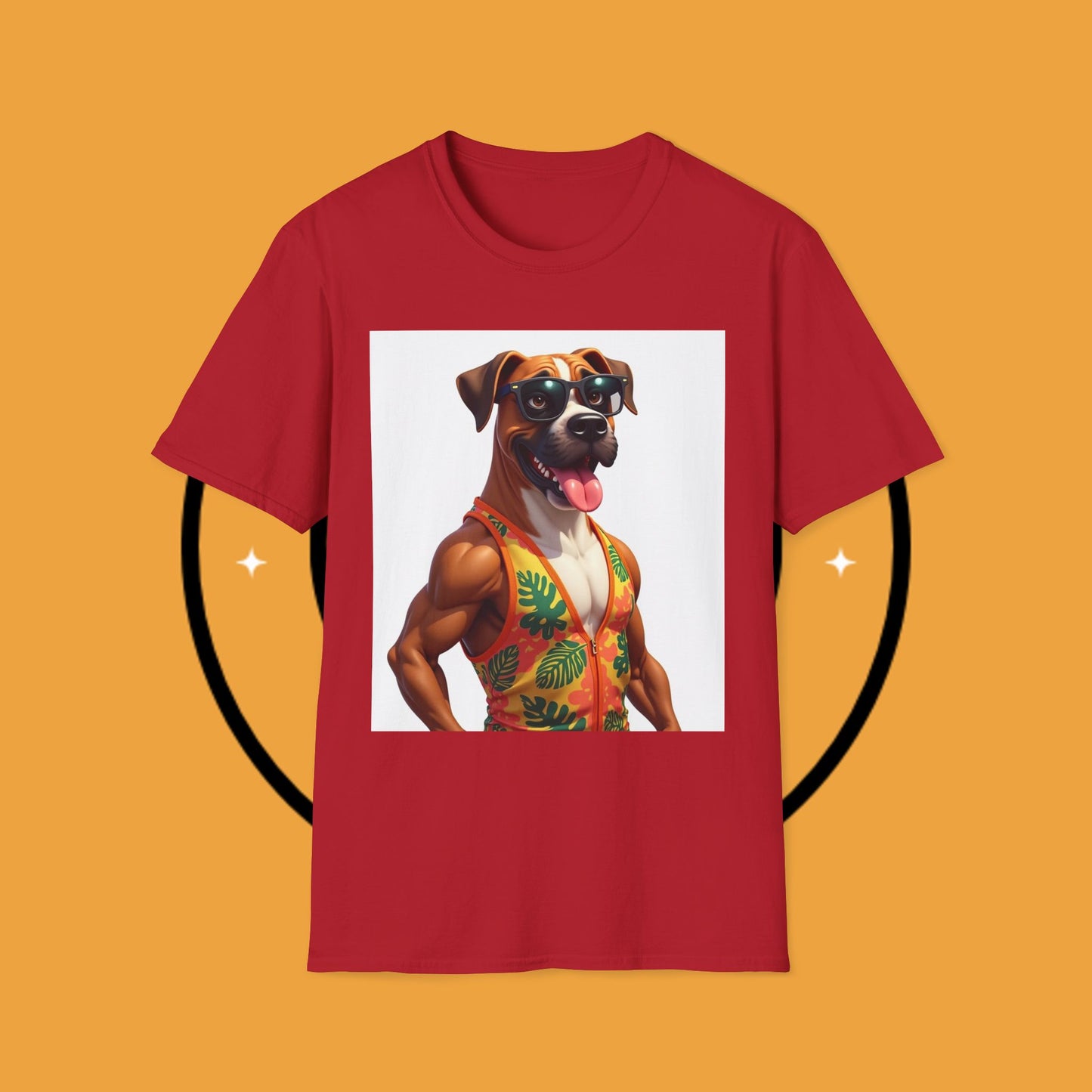 "Buff Beach Boxer" Summer Vacation T-Shirt / Buff Boxer Dog T-Shirt - Funny Muscular Beach Dog Tee