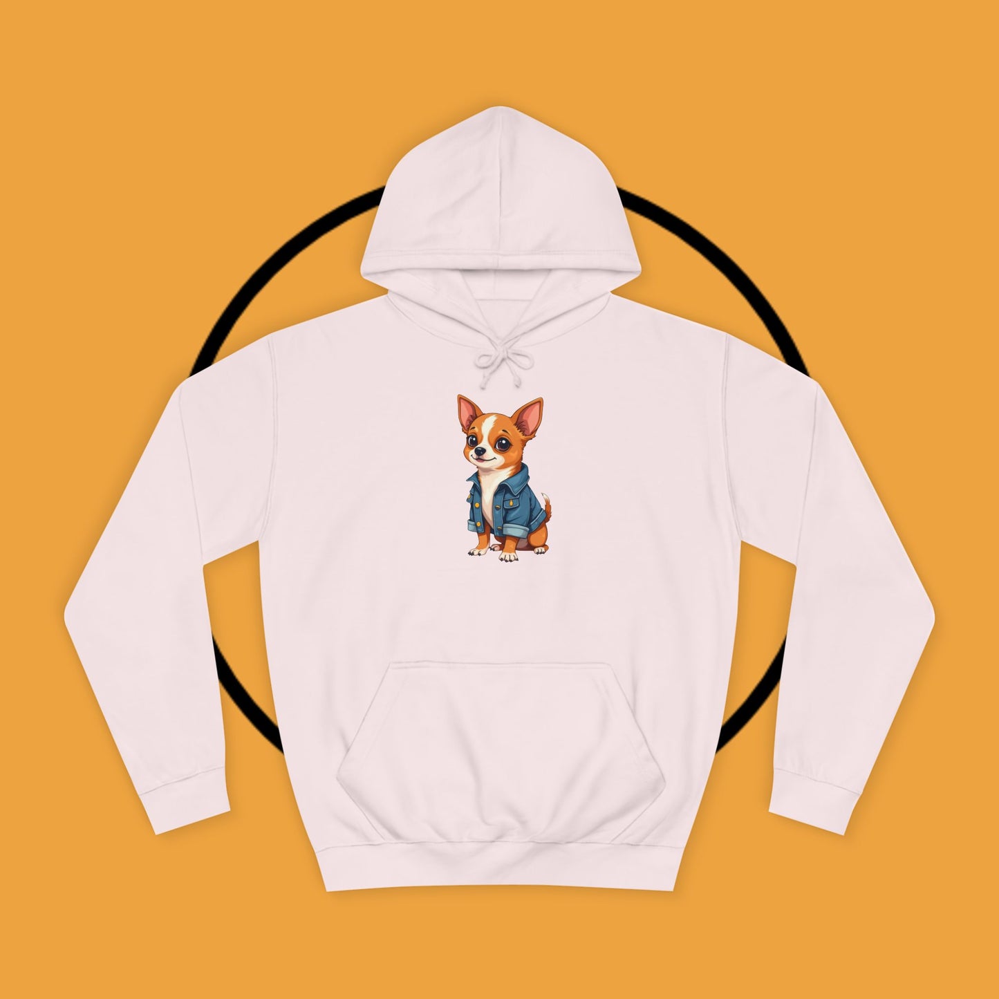 "Adorable Chihuahua in Denim Jacket Hoodie | Cute Dog Lover Gift | Premium Pet Fashion Streetwear"