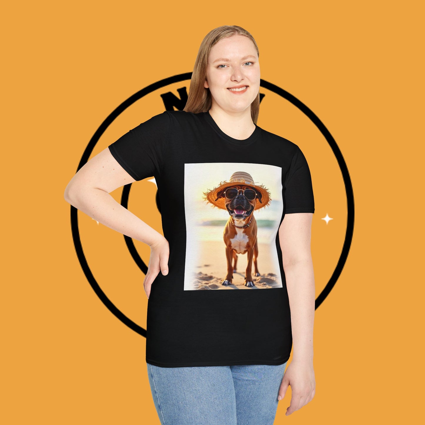 "Vacation Boxer Beach Vibes" Premium Summer T-Shirt / Beach Boxer Dog T-Shirt - Vacation Vibes Summer Pup Tee