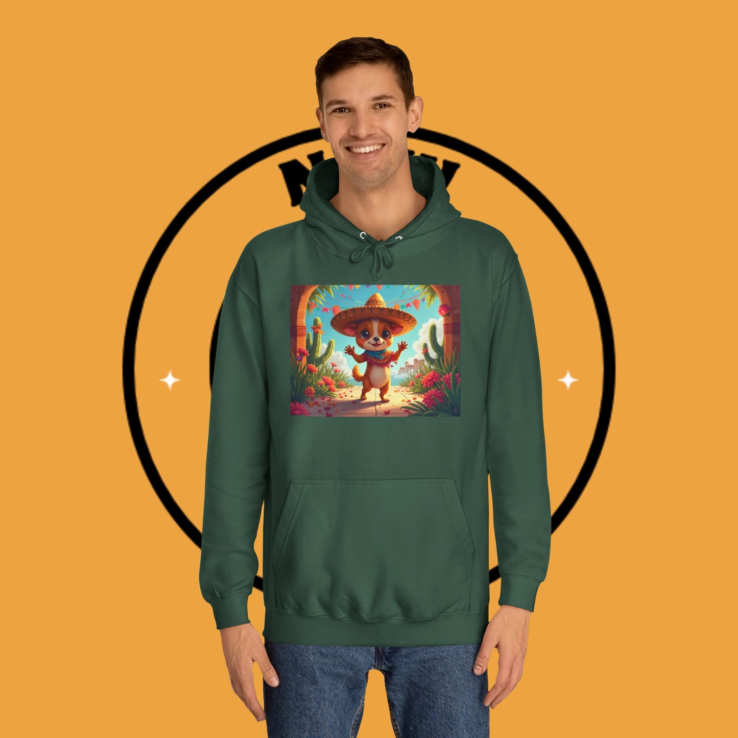 "Mexican Sombrero Chihuahua Hoodie | Fiesta Dog Celebration Wear | Authentic México Desert Art | Cinco de Mayo Gift"