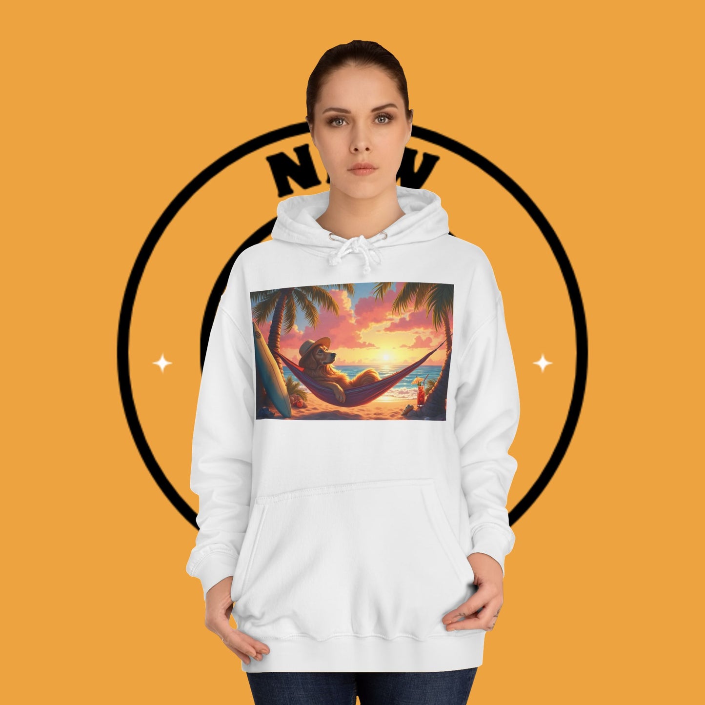 Beachside Bliss Golden Retriever Hammock Hoodie - Unisex Hoodies