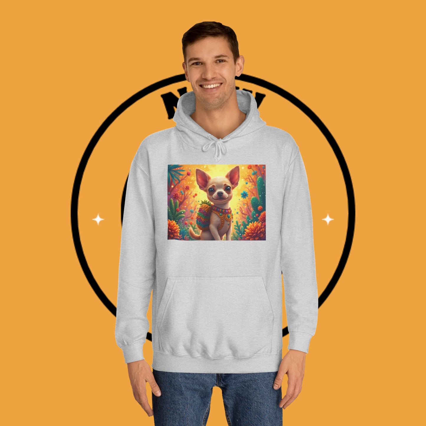 "Mexican Fiesta Chihuahua Hoodie | Day of Dead Dog Art | Colorful Desert Cactus Design | Cinco de Mayo Gift"