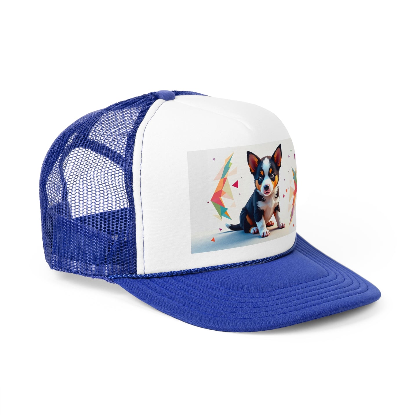Geometric Puppy Trucker Hat - Modern Art Dog Cap - Abstract Design Baseball Hat