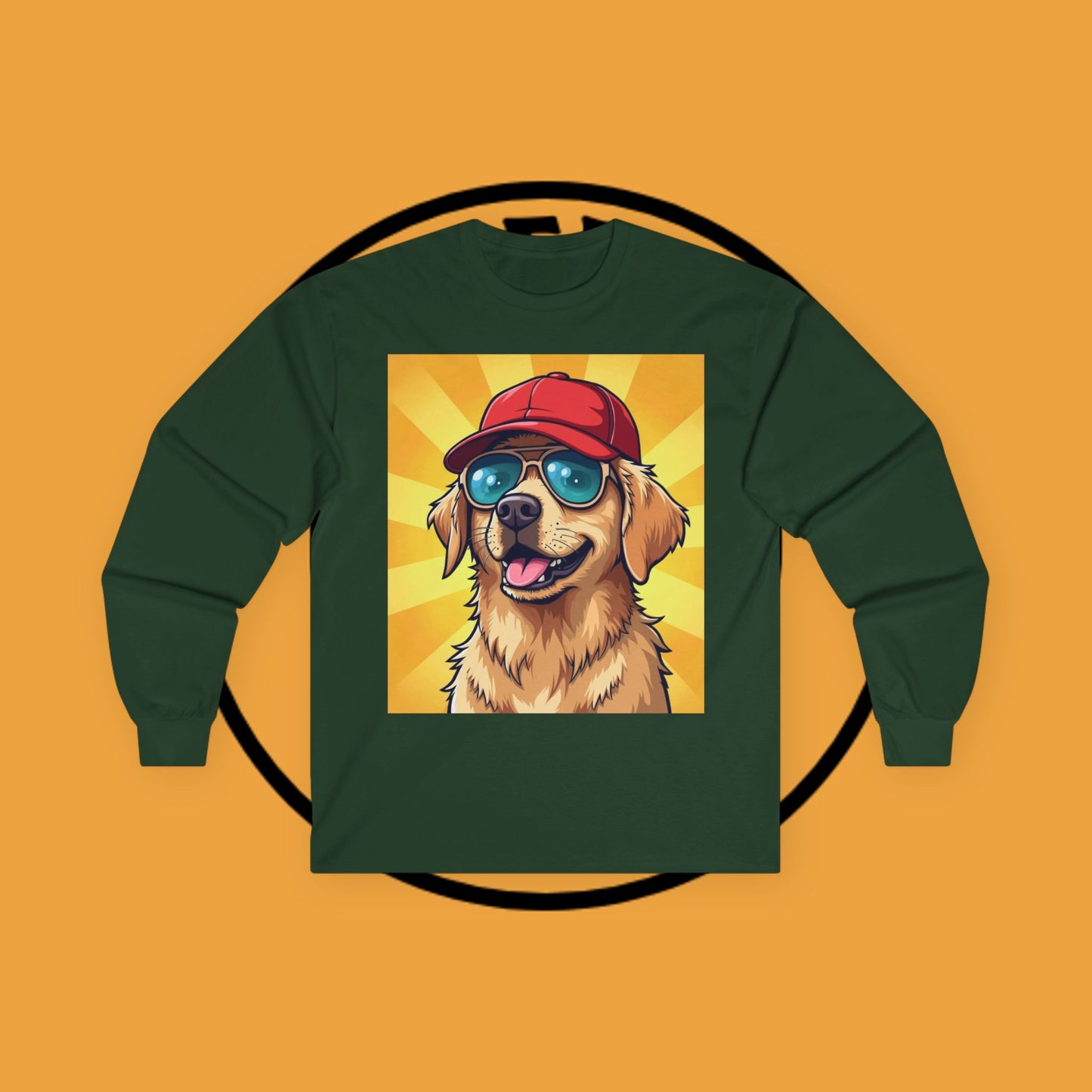Cool Dog with Cap and Glasses - Golden Retriever Swag Urban Style - Funny Design for Casual Look - Long Sleeve T-Shirt for Sun Lovers ππΎ