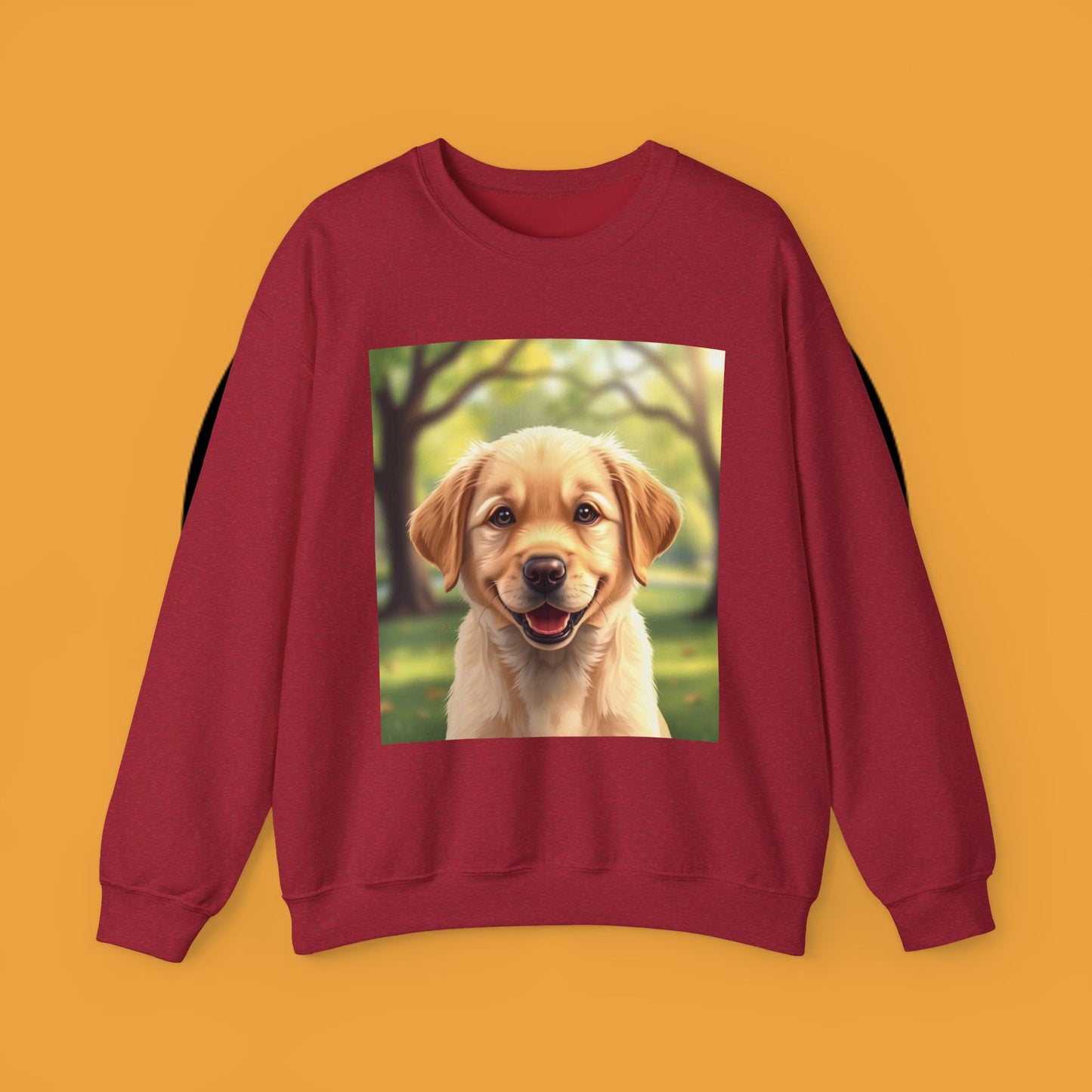 Crewneck Sweatshirt - Adorable Puppy Smiling in the Park - Sweet and Happy Golden Retriever