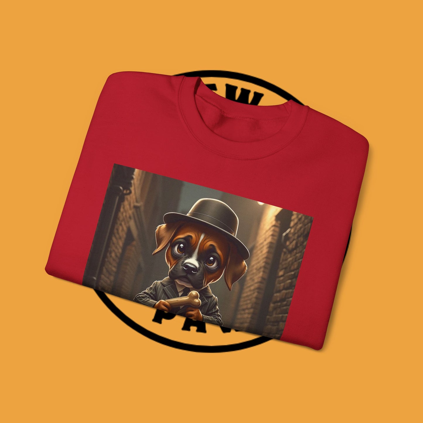 Gangster Puppy Fedora Crewneck Sweatshirt - Vintage Dog Boss Design - Retro Pet Lover Style