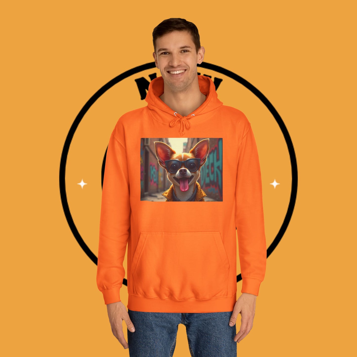 "Hip Chihuahua Sunglasses Hoodie | Cool Street Dog Art | Urban Hipster Pet Fashion | Trendy Animal Streetwear"