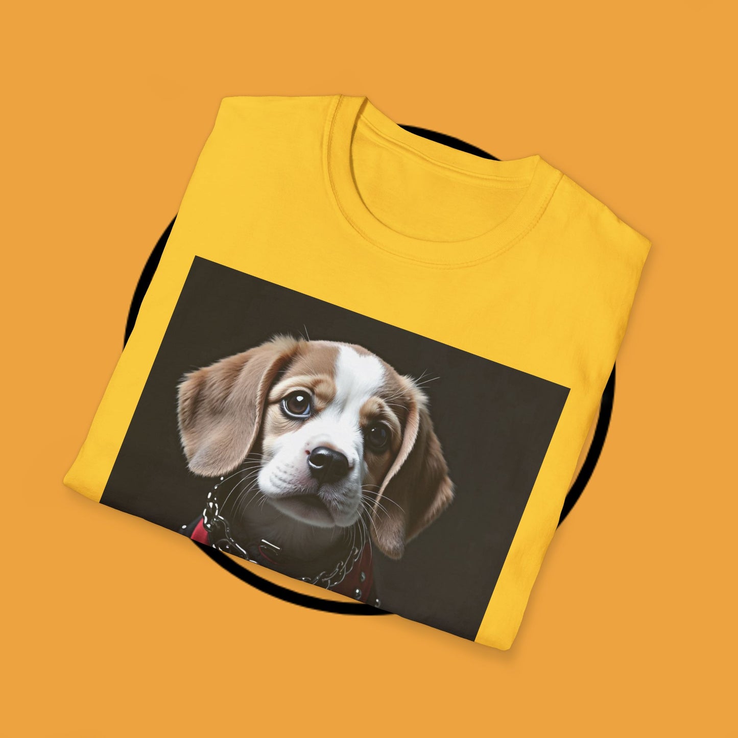 Tough Beagle Puppy T-Shirt - Rebel Dog with Leather Harness Design | Edgy Pet Lover Biker Style Tee