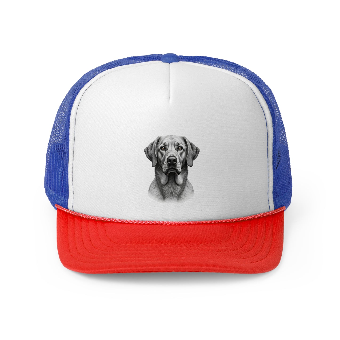 Hyperrealistic Labrador Trucker Cap - Professional Black White Portrait - Unisex Artistic Cap