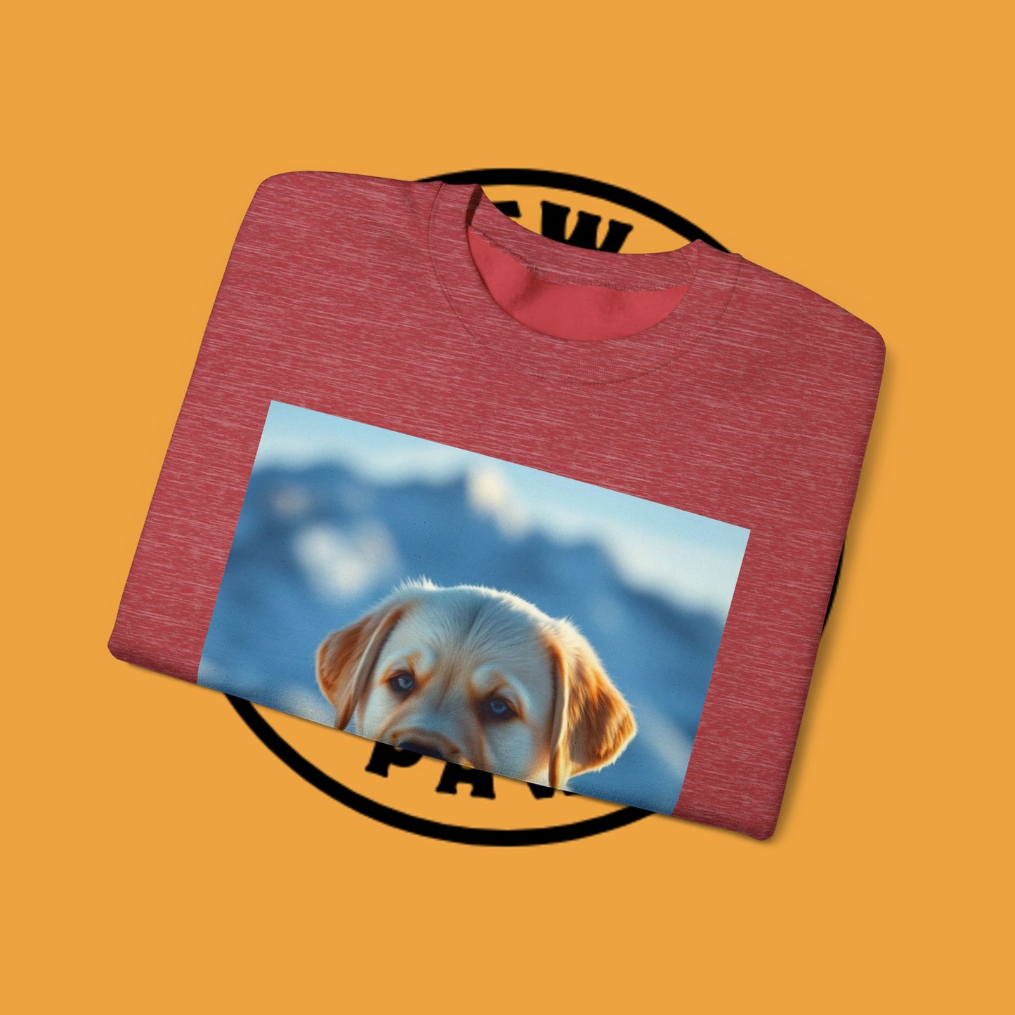Crewneck Sweatshirt - Cute Labrador Puppy with Blue Eyes - Adorable Dog Portrait in Snow