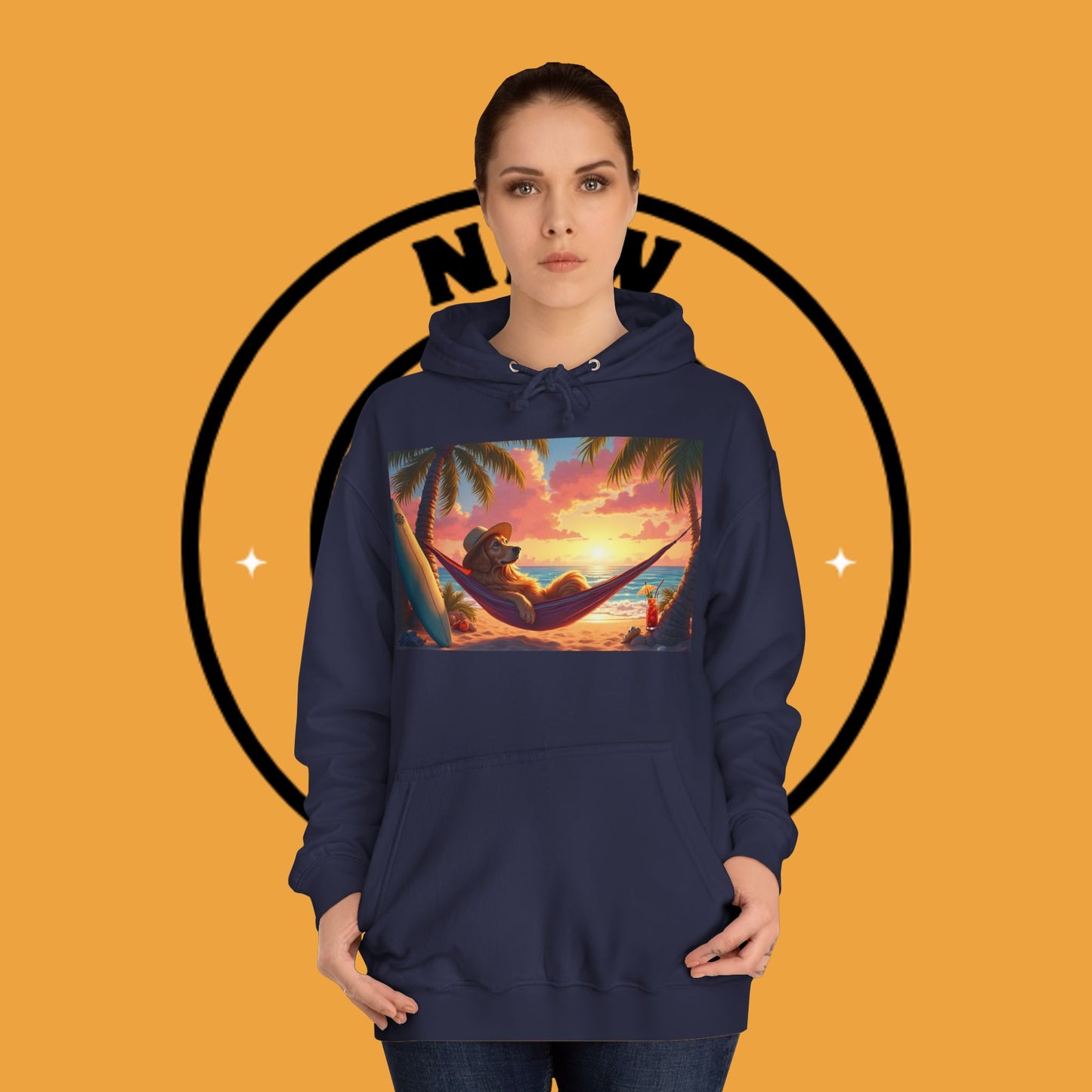 Beachside Bliss Golden Retriever Hammock Hoodie - Unisex Hoodies