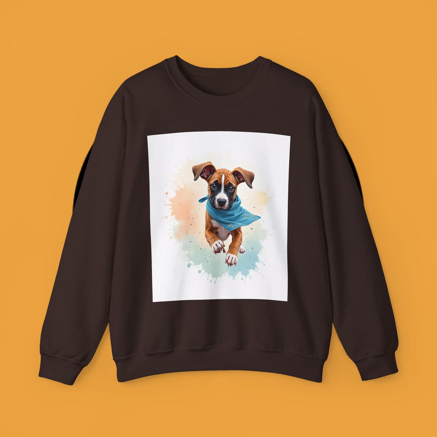 Watercolor Puppy Bandana Crewneck Sweatshirt - Artistic Dog Portrait - Unique Pet Lover Gift