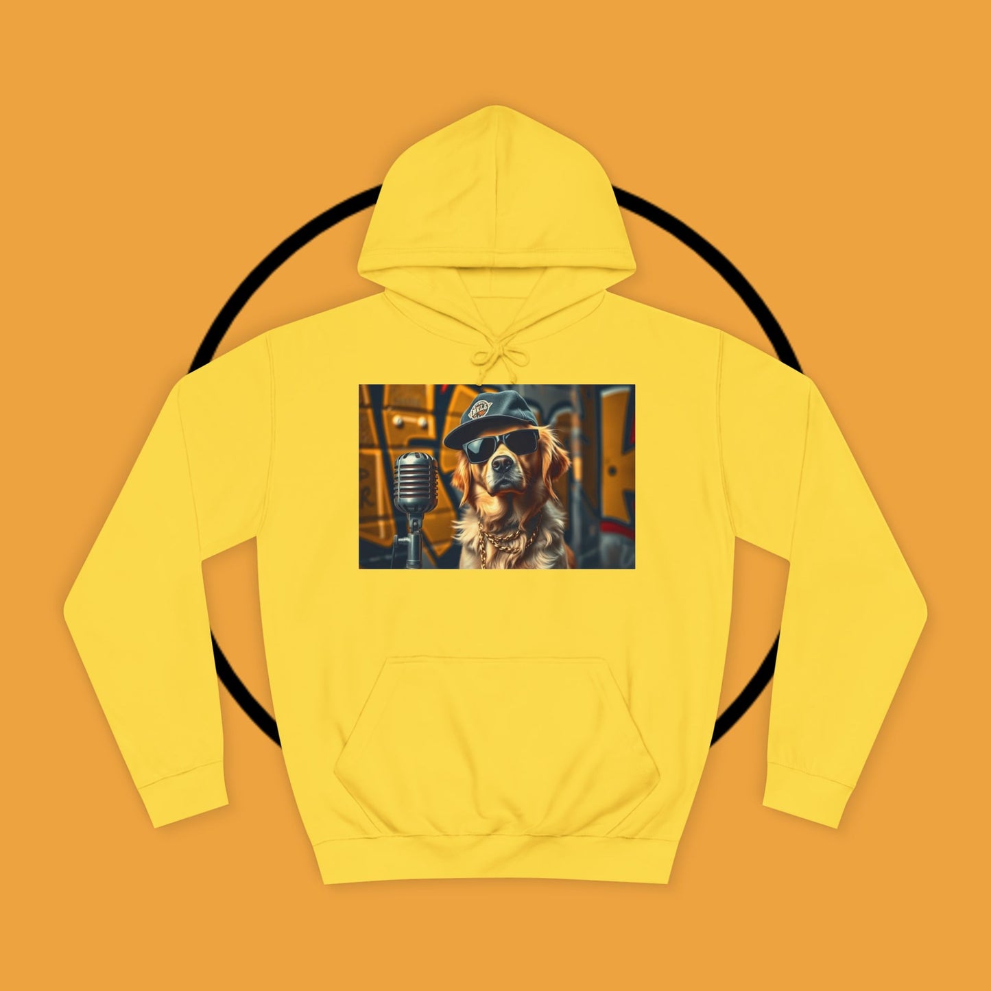 Hip Hop Hound - Cool Dog Rapper with Microphone - Rapper Dog Hoodie: Street Style Icon with Retro Vibes - Unisex Hoodie