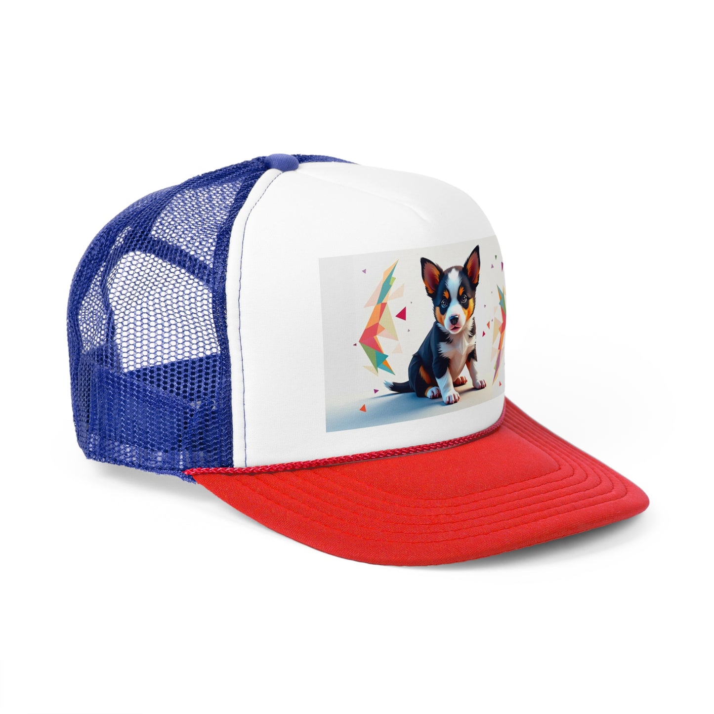 Geometric Puppy Trucker Hat - Modern Art Dog Cap - Abstract Design Baseball Hat