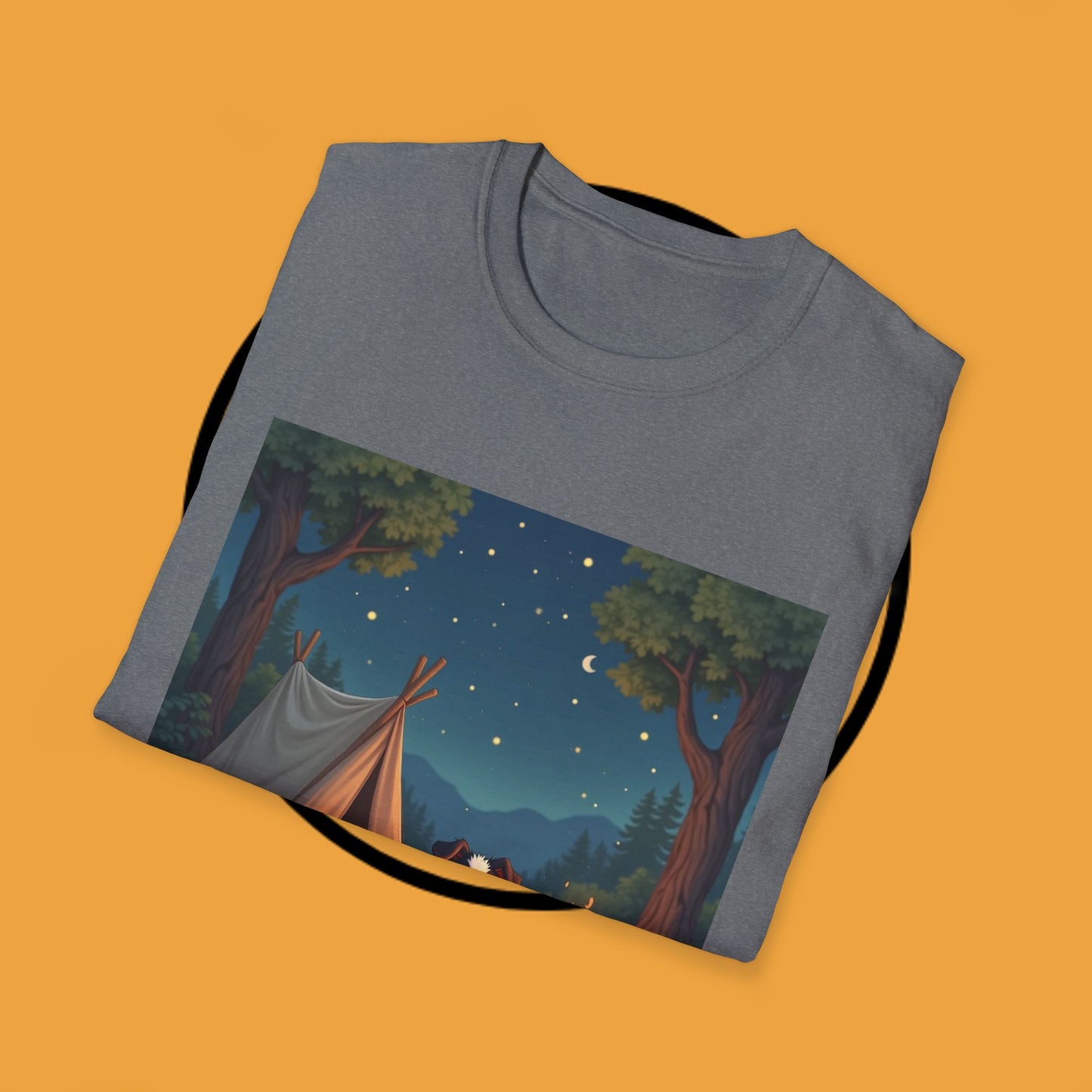 "Camping Adventure Border Collie" - Outdoor Adventure Dog T-Shirt - Border Collie Camping T-Shirt - Outdoor Adventure Dog Under Stars Tee | Nature Lover Pet Gift