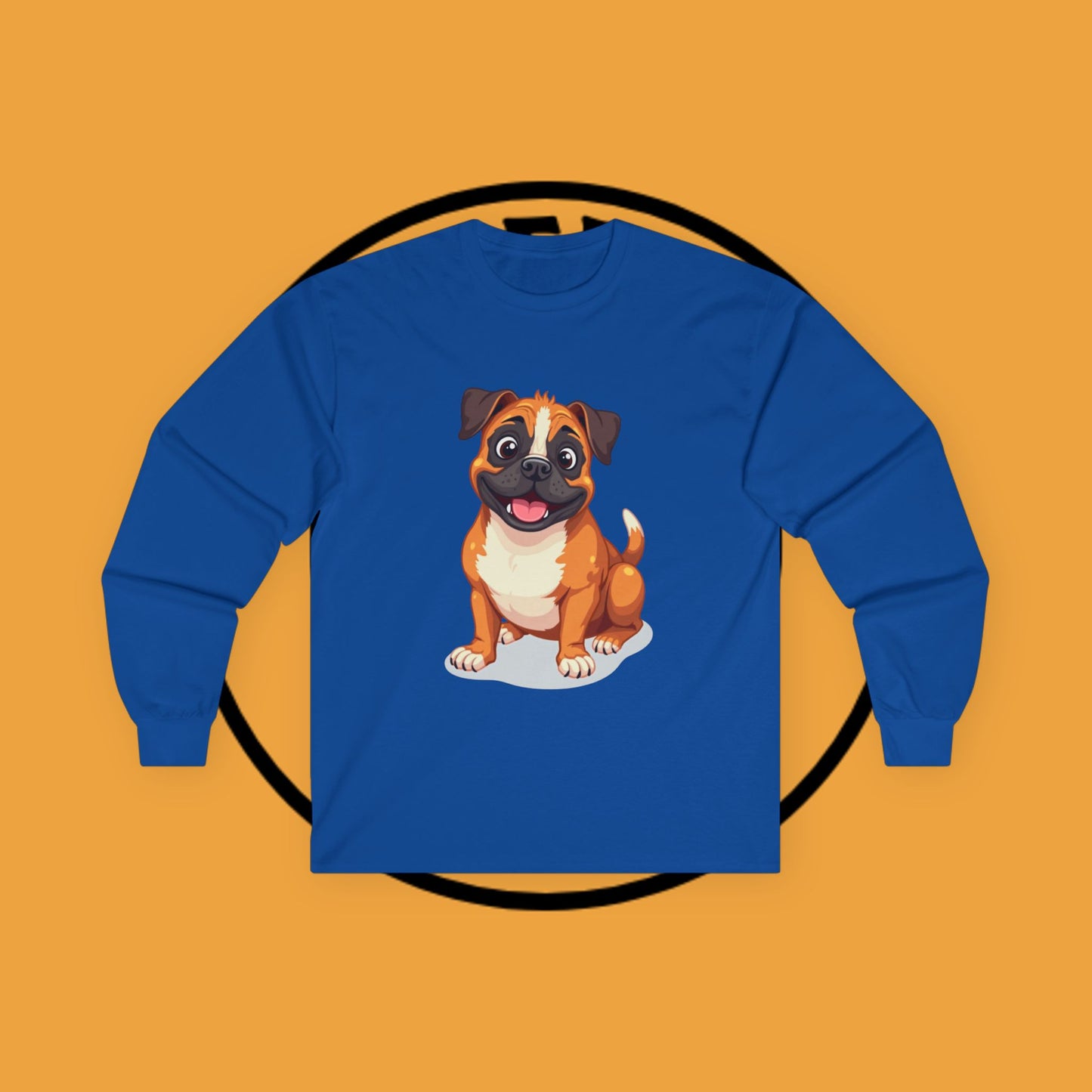 Adorable Boxer Puppy Long Sleeve T-Shirt - Happy Fawn Boxer Baby Dog Design
